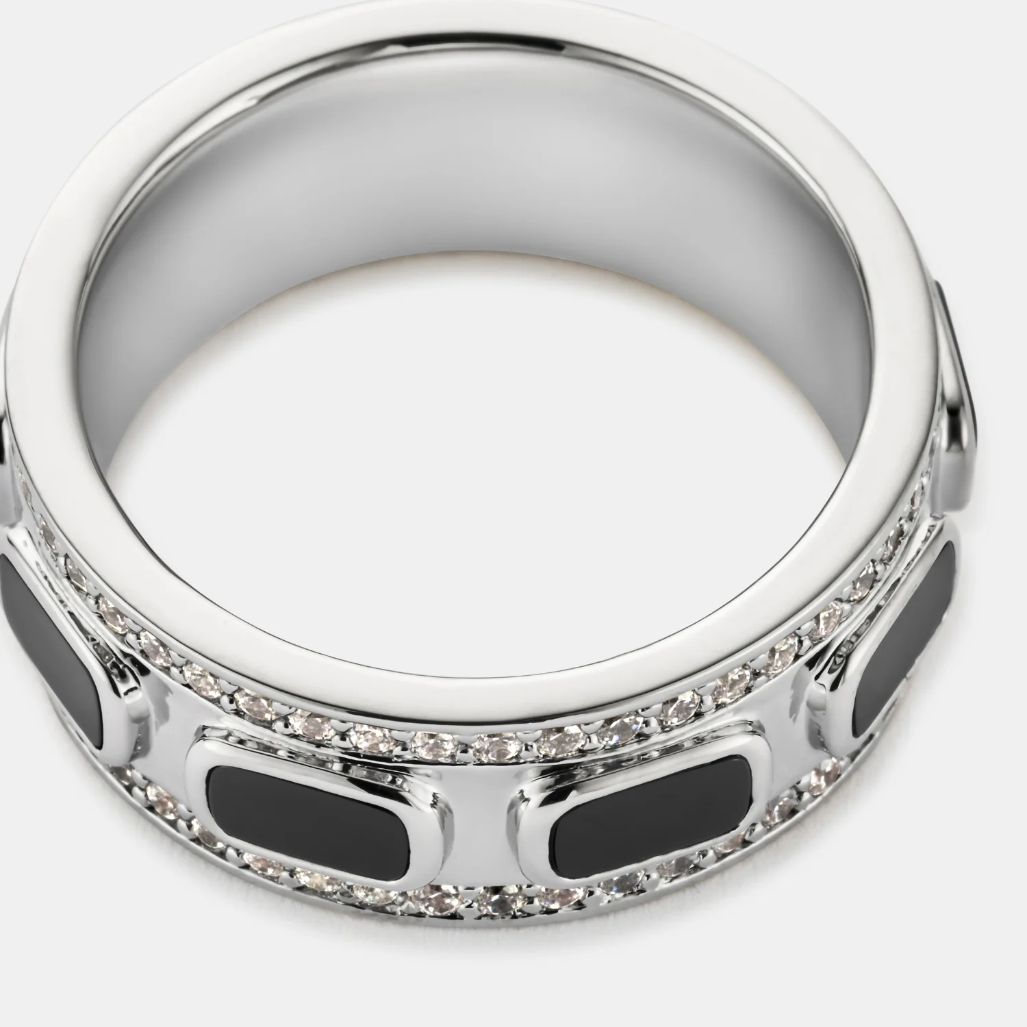 Iced Onyx Band Ring (Silver) - Image 5