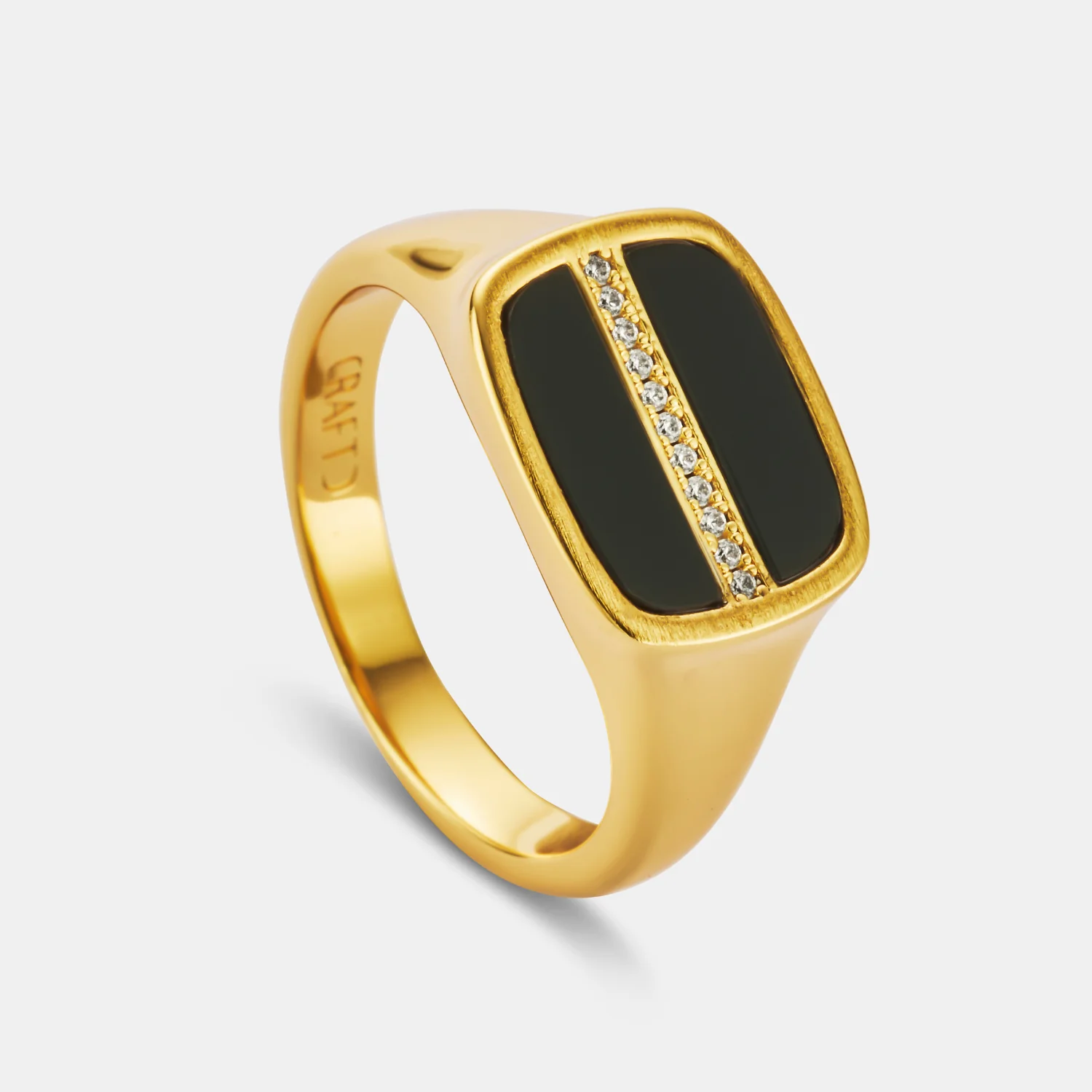 Iced Onyx Signet Ring (Gold) - Image 4