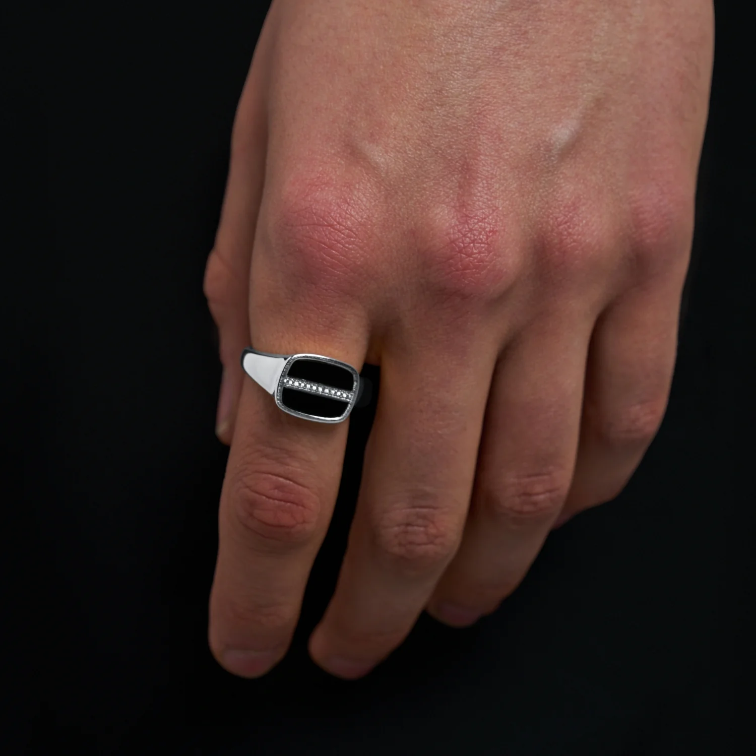 Iced Onyx Signet Ring (Silver) - Image 7