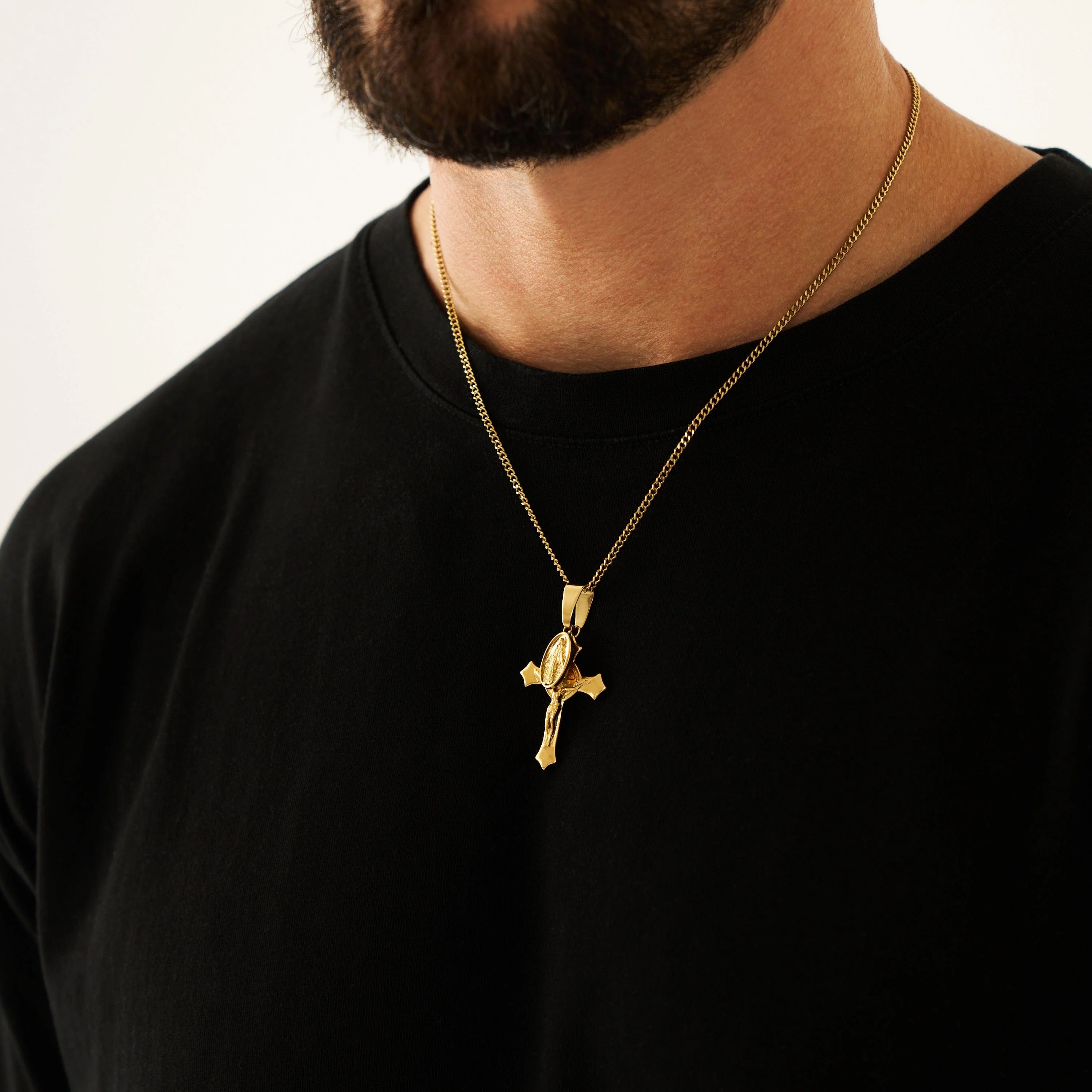 Jesus & Mary Cross Pendant (Gold) - Image 5