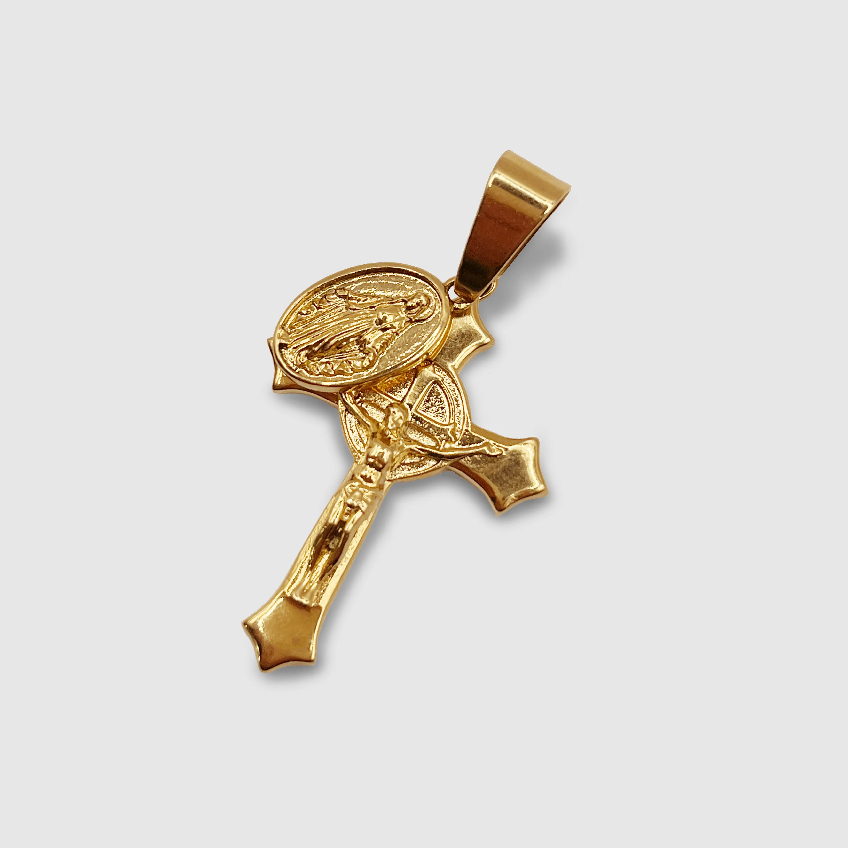 Jesus & Mary Cross Pendant (Gold) - Image 6
