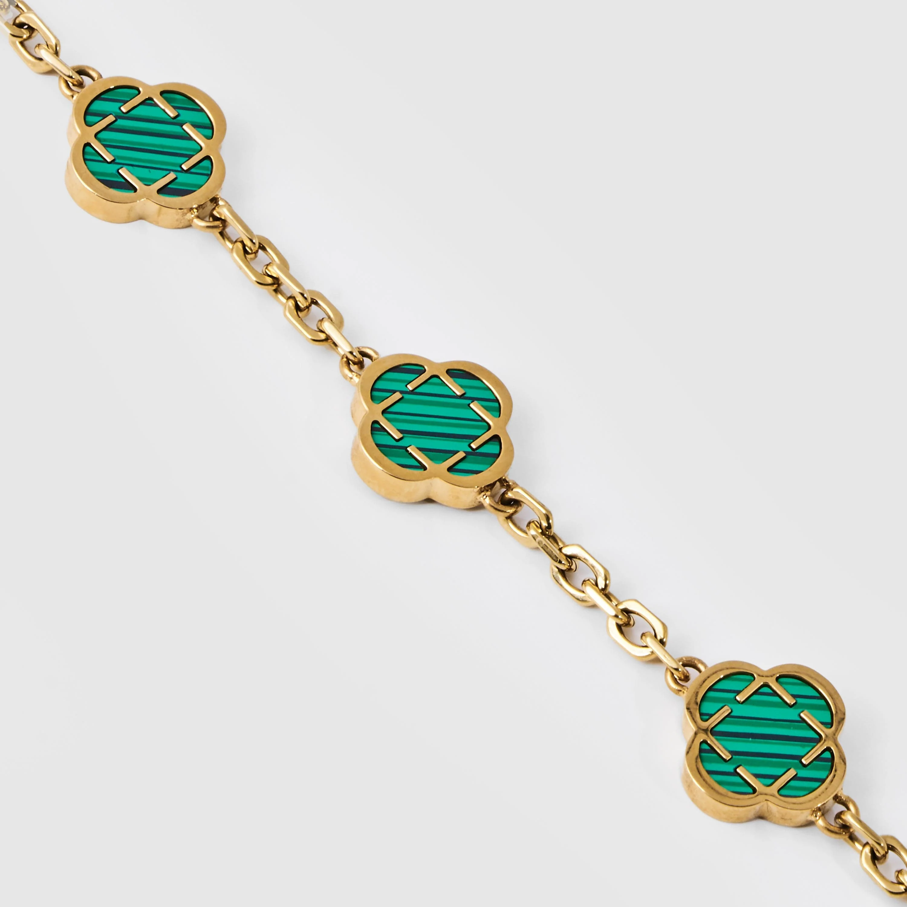 Malachite Clover Stone Bracelet (Gold) - Image 6