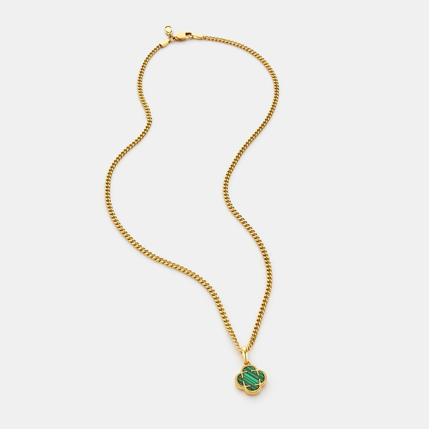 Malachite Clover Stone Pendant (Gold) - Image 10
