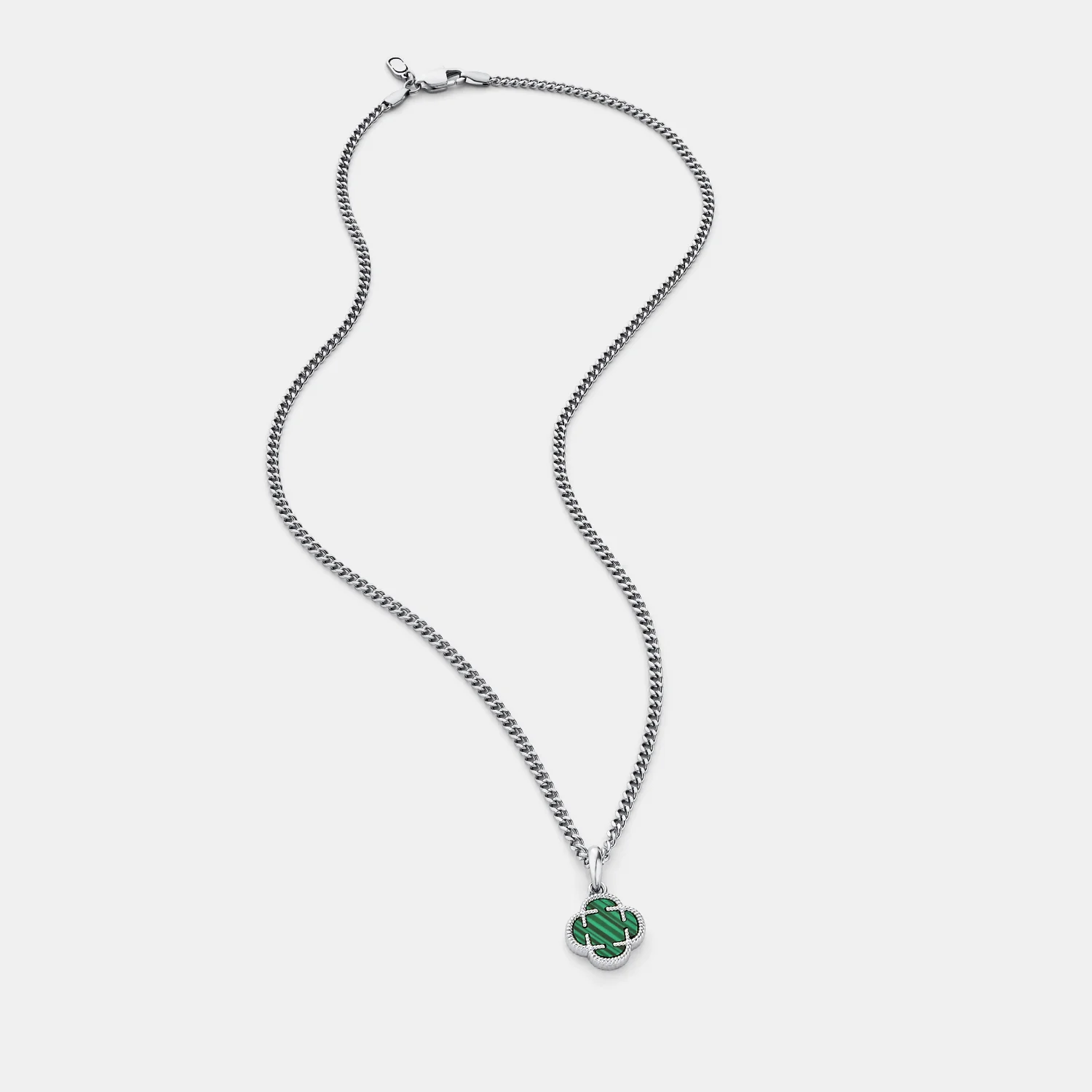Malachite Clover Stone Pendant (Silver) - Image 8