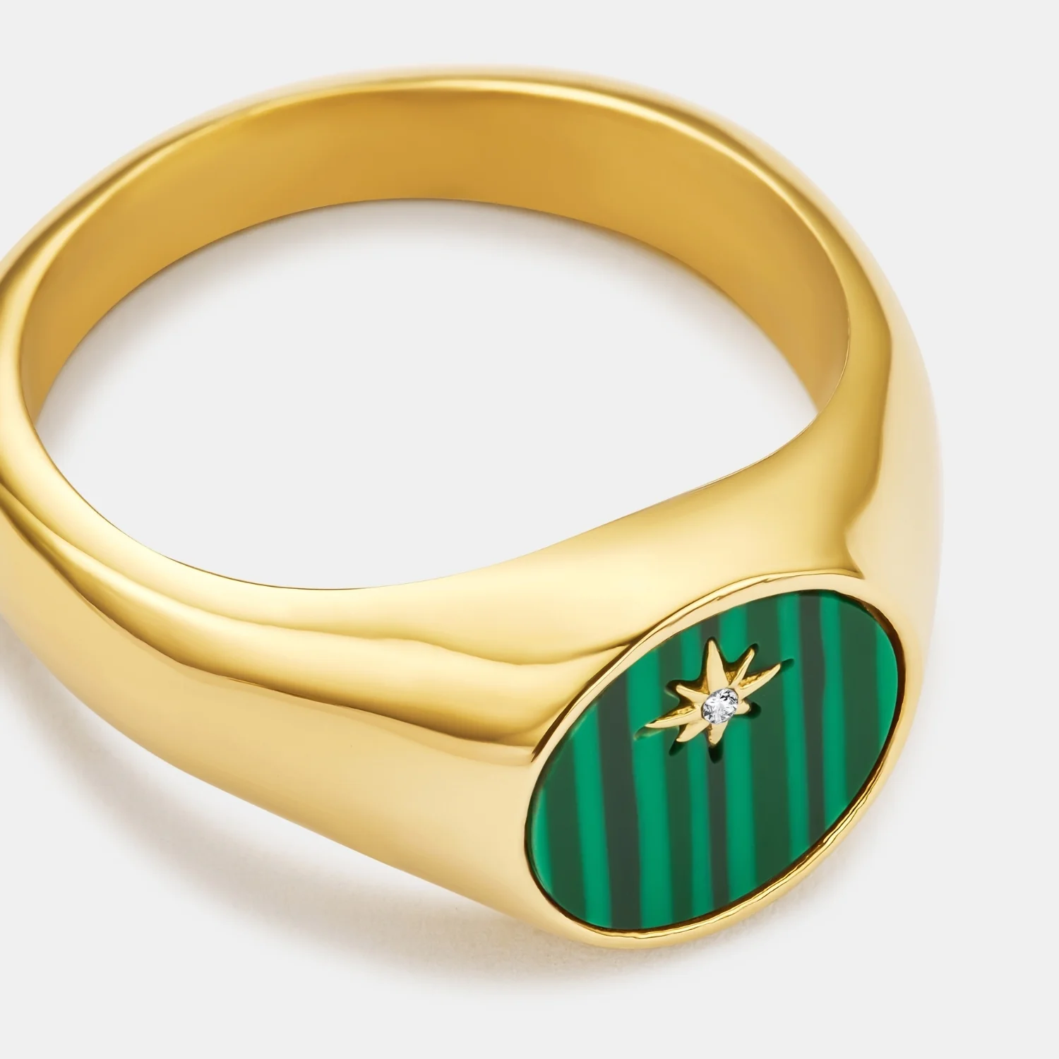 Malachite North Star Signet Ring (Gold) - Image 2