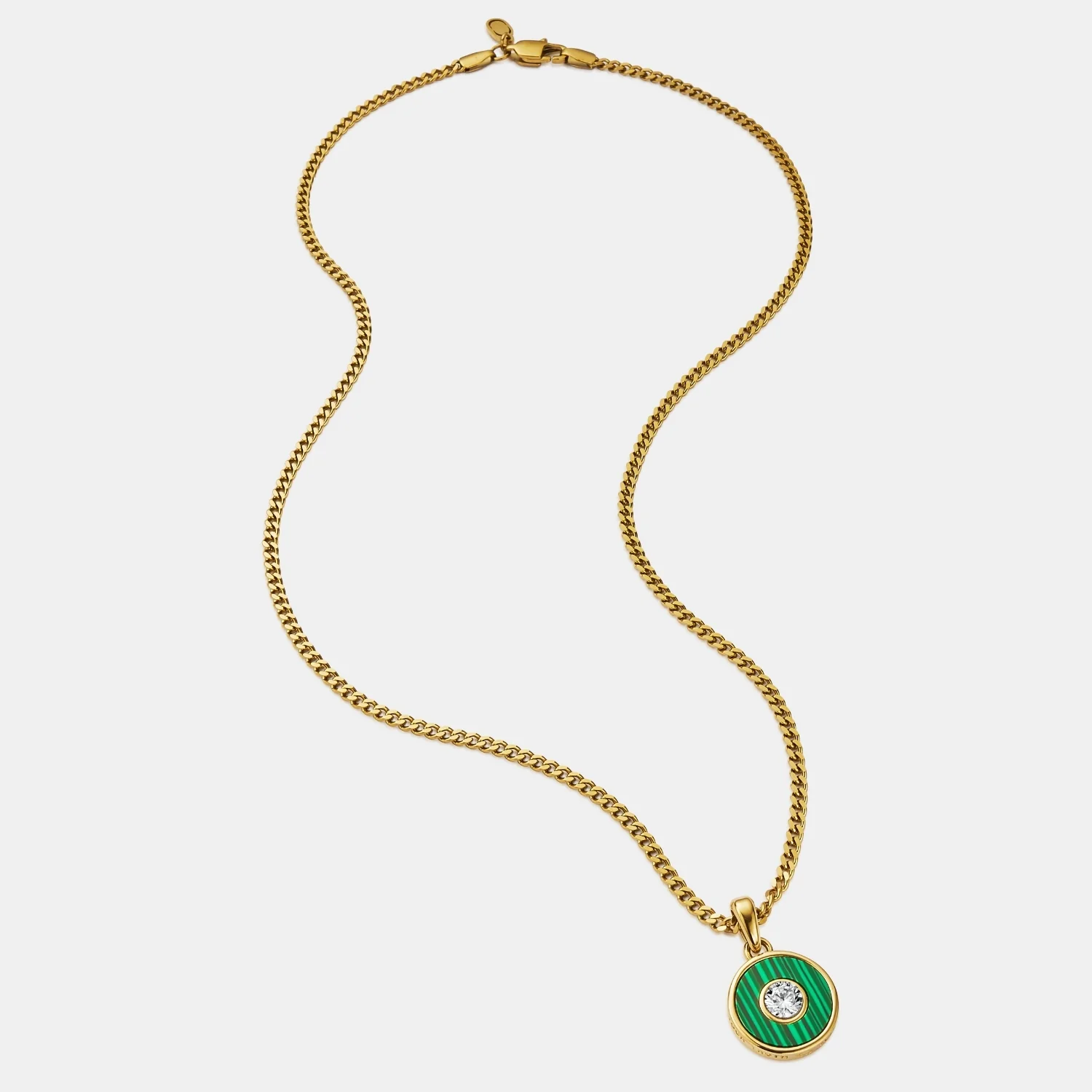 Malachite Round Gem Pendant (Gold) - Image 4