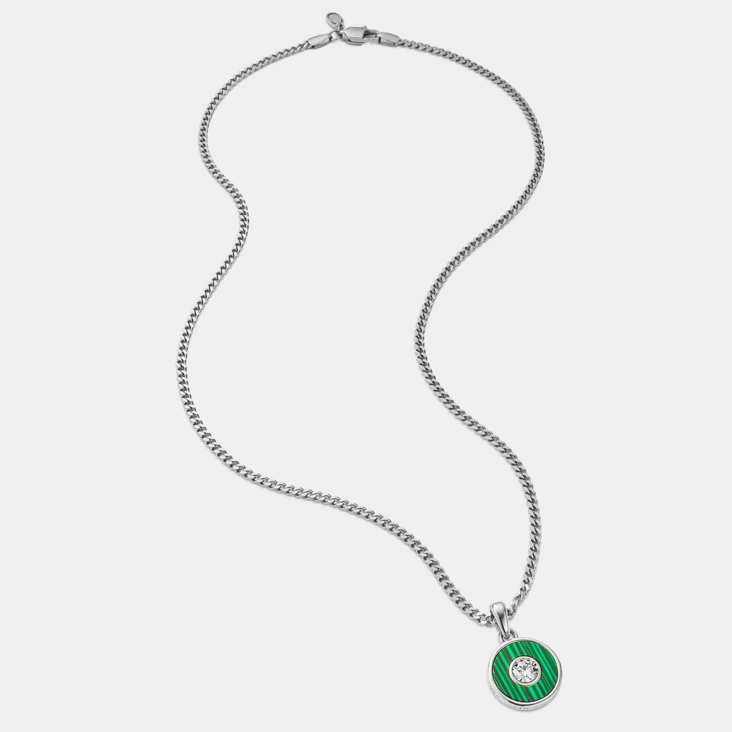 Malachite Round Gem Pendant (Silver) - Image 3