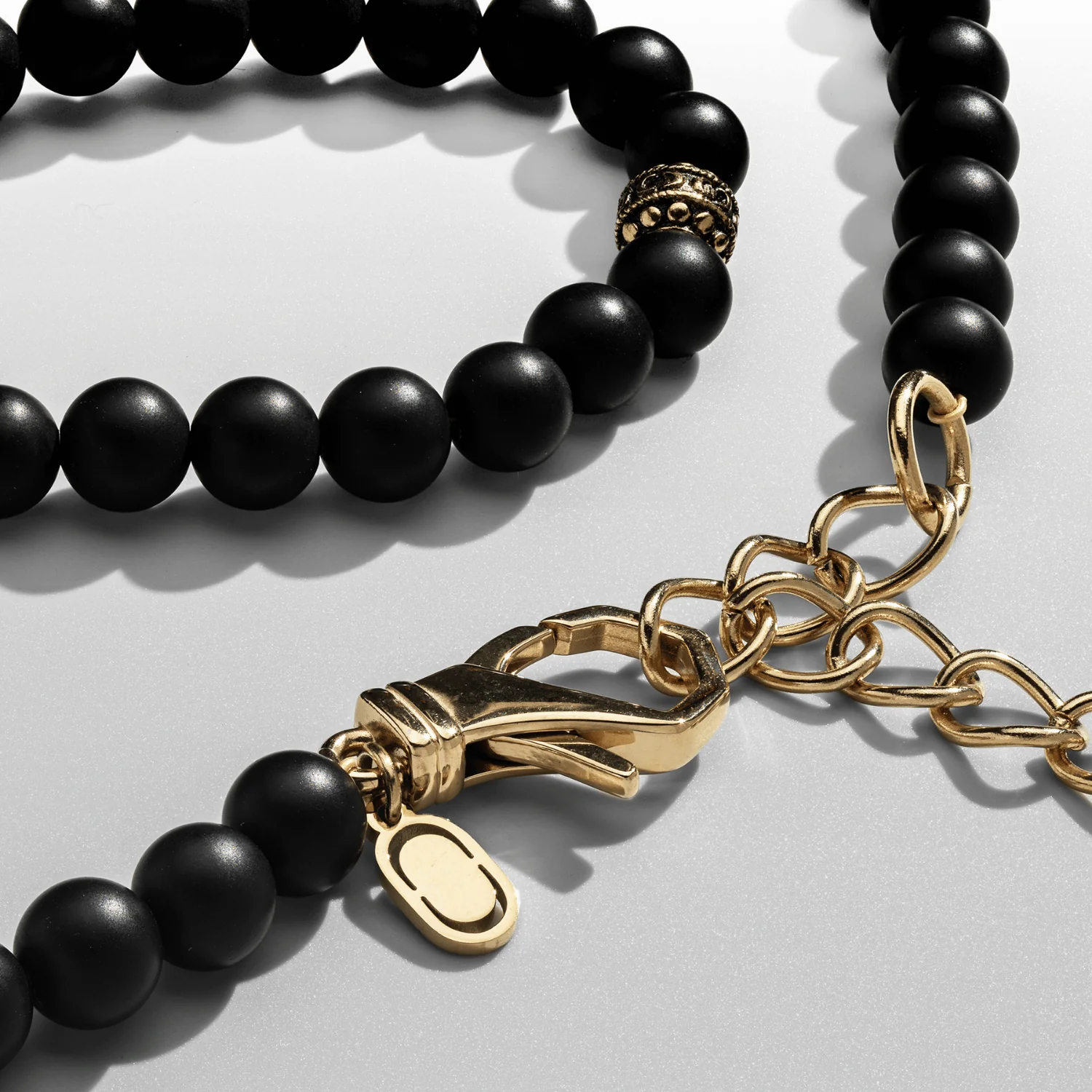 Matte Onyx Beaded Necklace (Gold) - Image 5