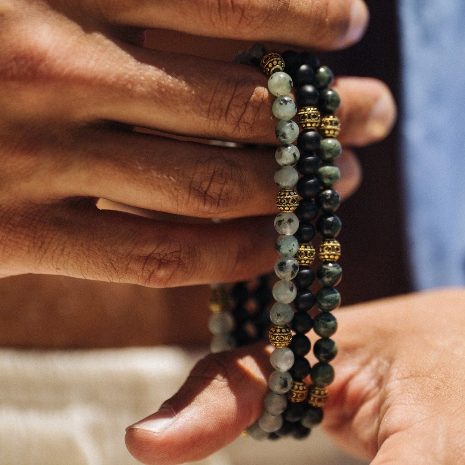 Matte Onyx Stone Bracelet (Gold) - Image 3
