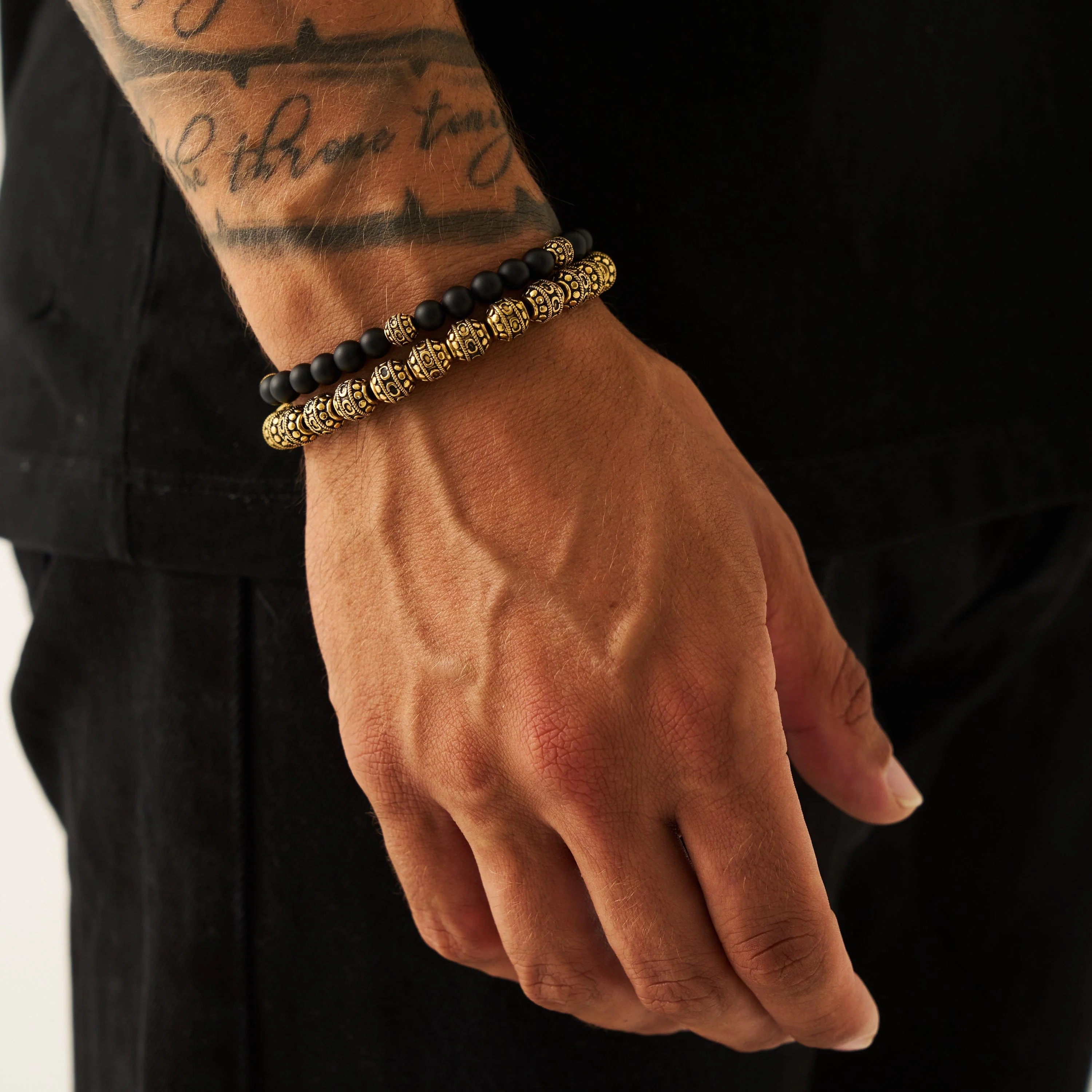 Matte Onyx Stone Bracelet (Gold) - Image 5