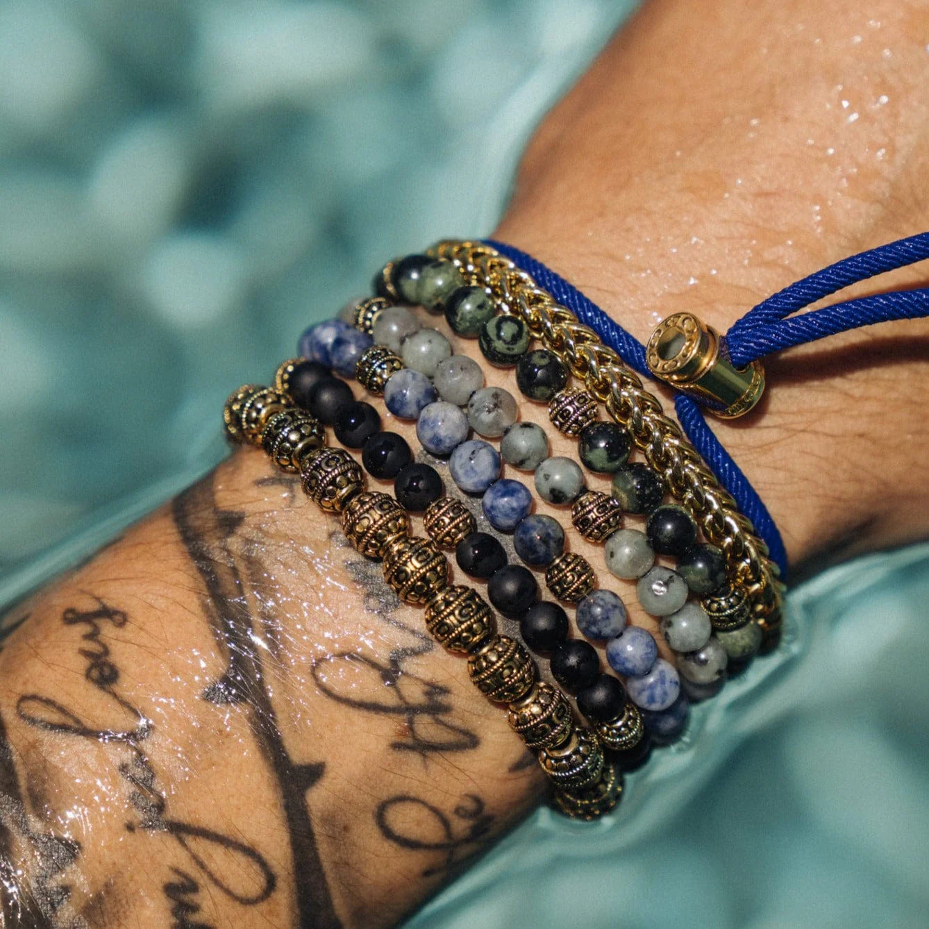 Matte Onyx Stone Bracelet (Gold) - Image 6