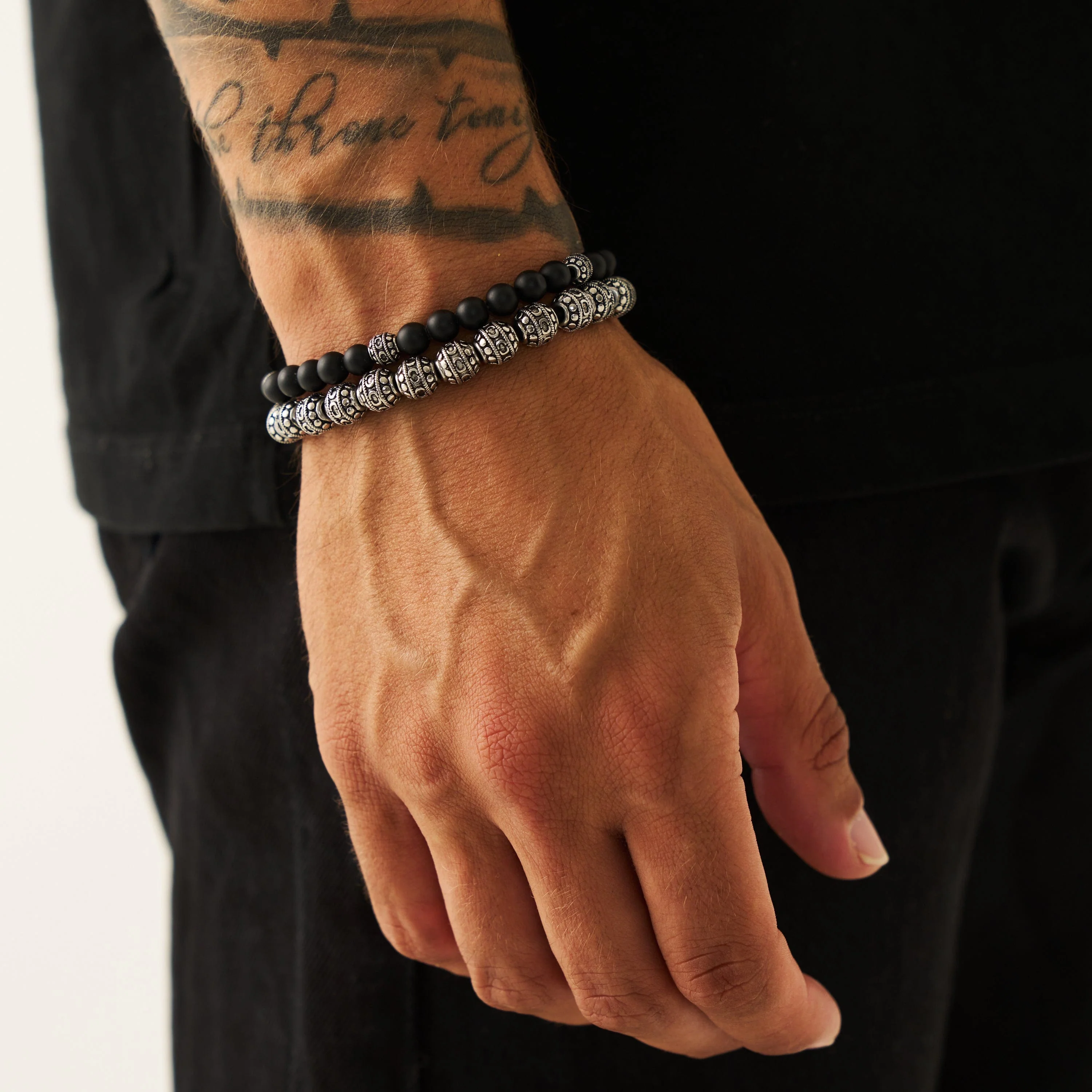 Matte Onyx Stone Bracelet (Silver) - Image 4
