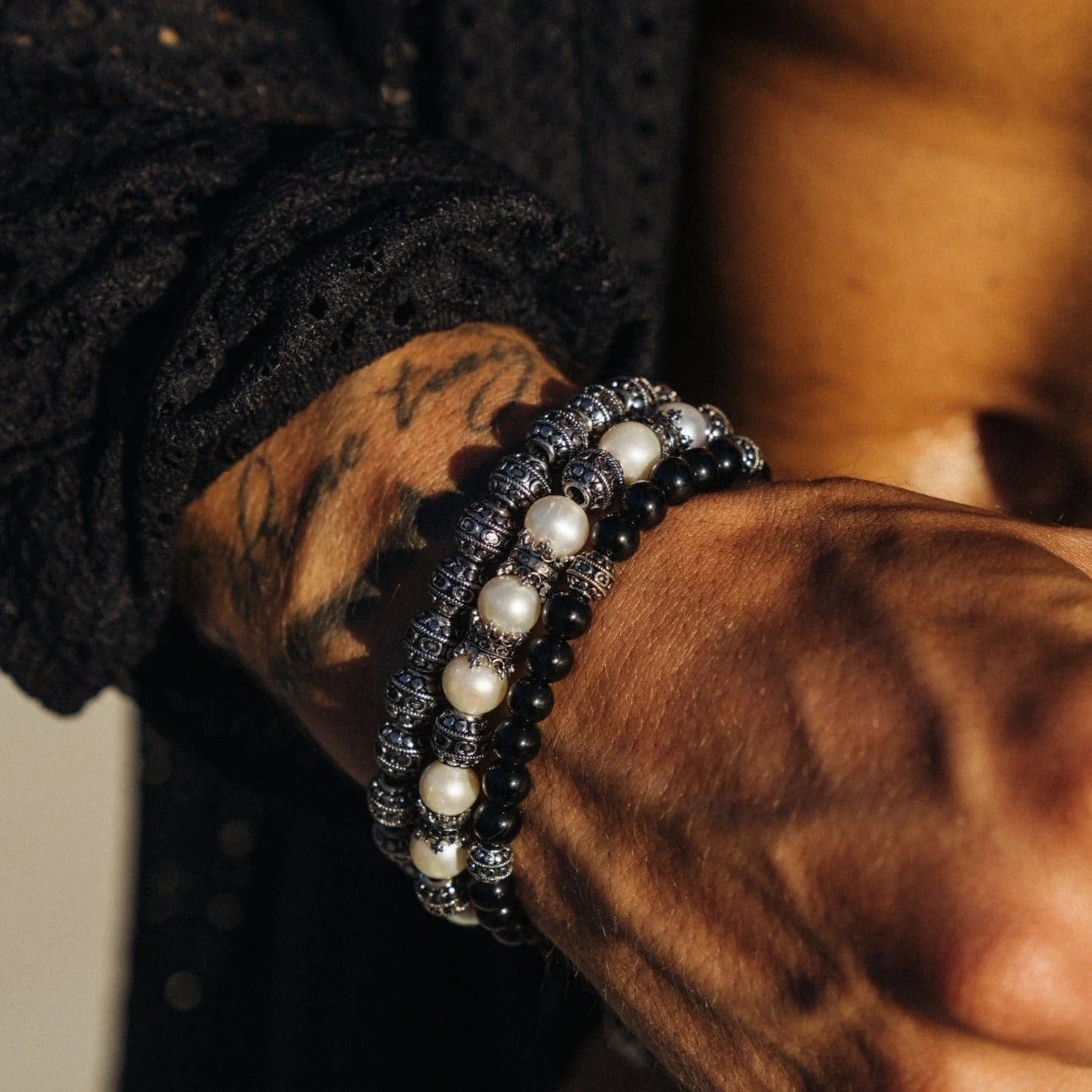 Matte Onyx Stone Bracelet (Silver) - Image 5