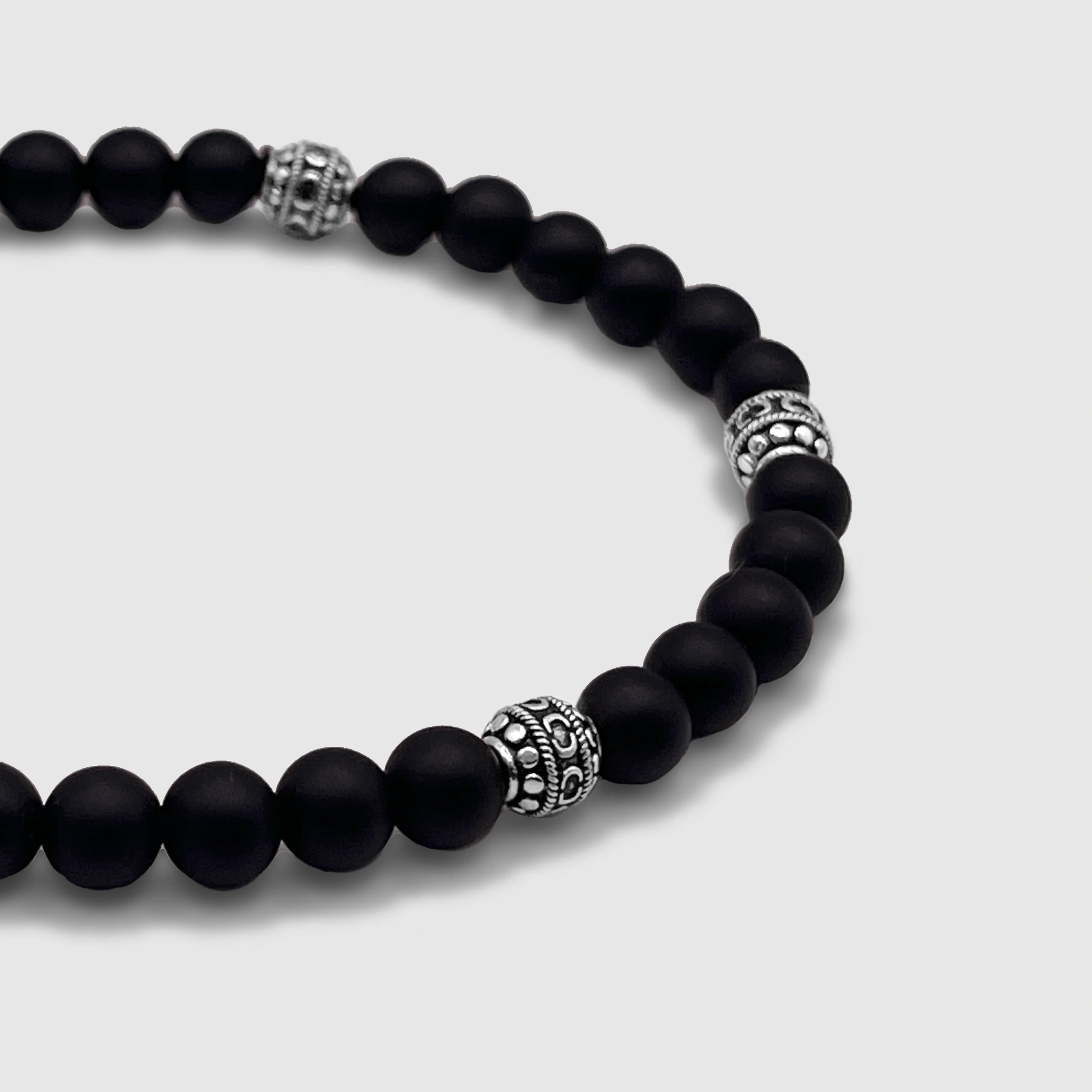 Matte Onyx Stone Bracelet (Silver) - Image 7