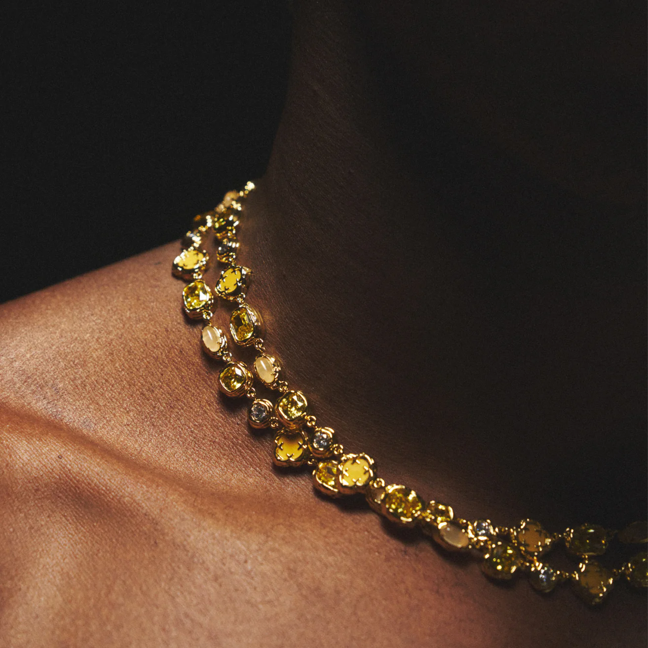 Melted Citrine Gemstone Necklace (Gold) - Image 5