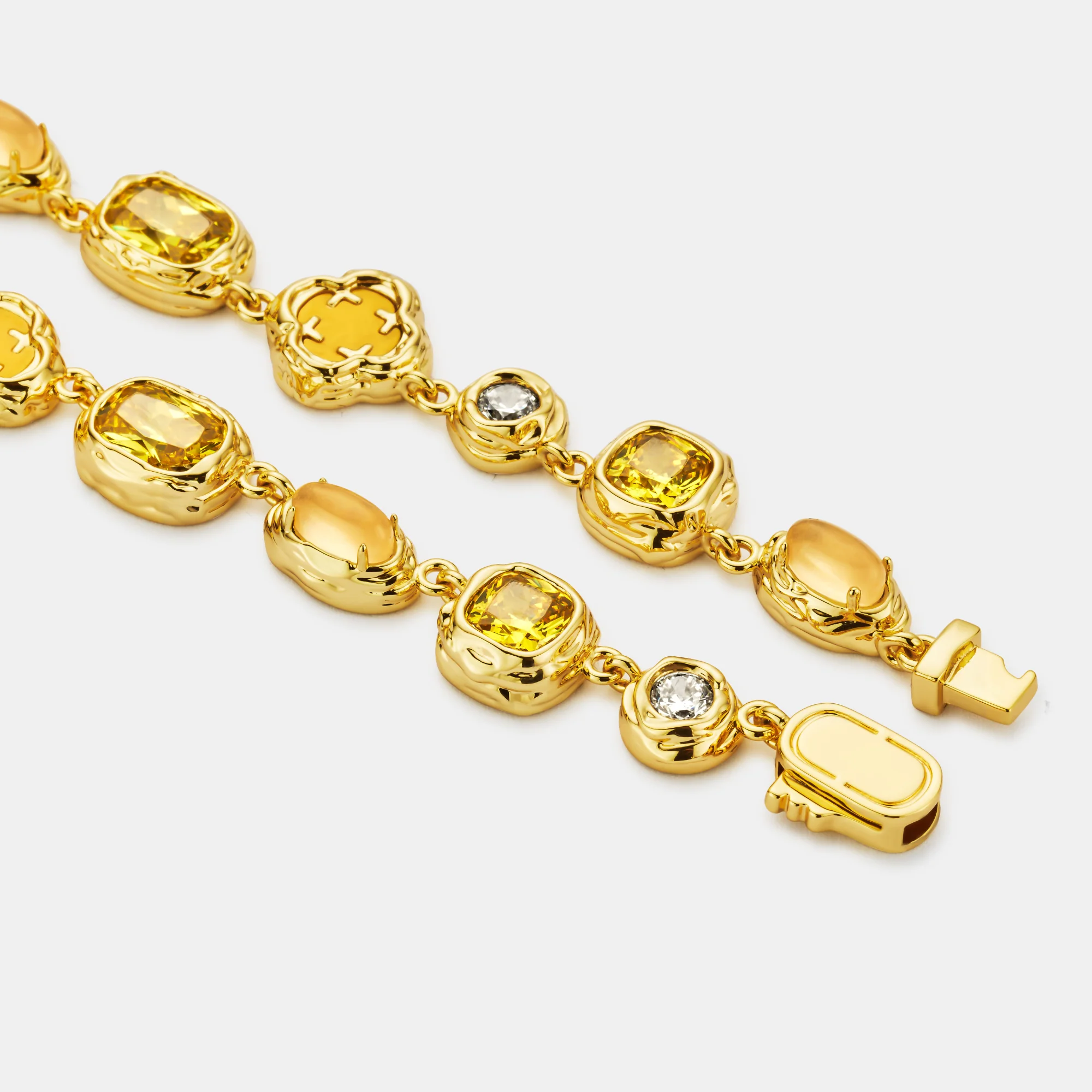 Melted Citrine Gemstone Necklace (Gold) - Image 7