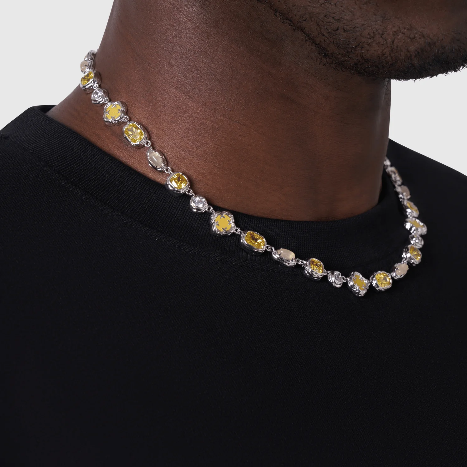 Melted Citrine Gemstone Necklace (Silver) - Image 3