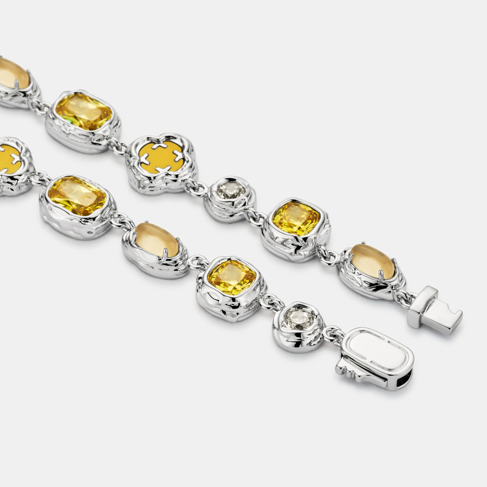 Melted Citrine Gemstone Necklace (Silver) - Image 6