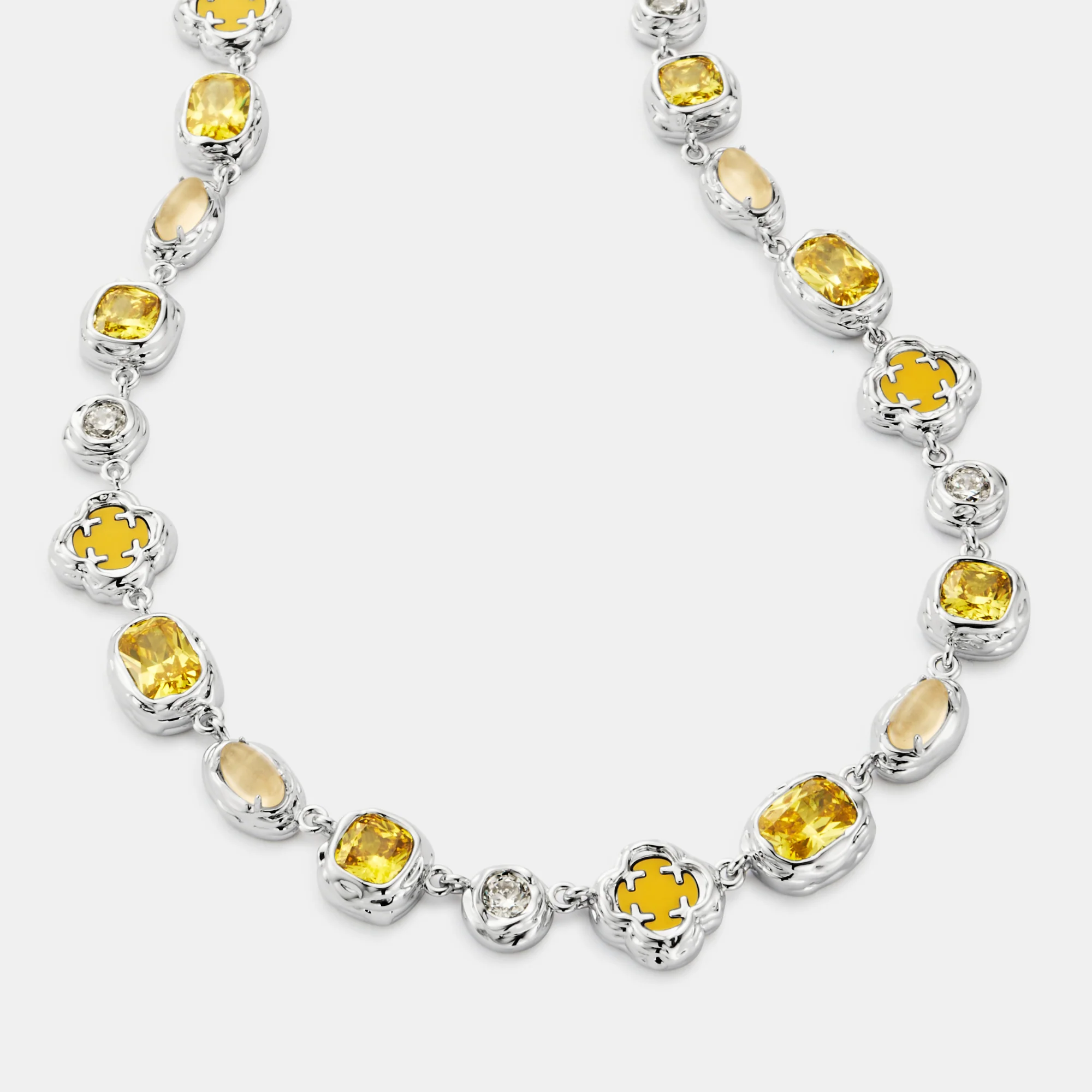 Melted Citrine Gemstone Necklace (Silver) - Image 7