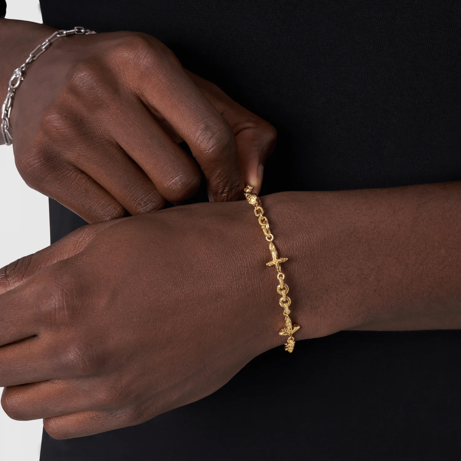 Melted Cross Bracelet (18ct Gold) | Sterling Silver - Image 3