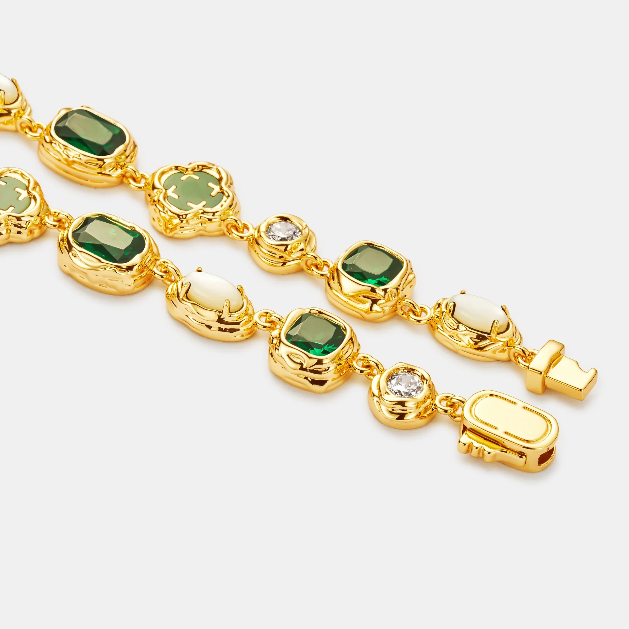 Melted Emerald Gemstone Necklace (Gold) - Image 5