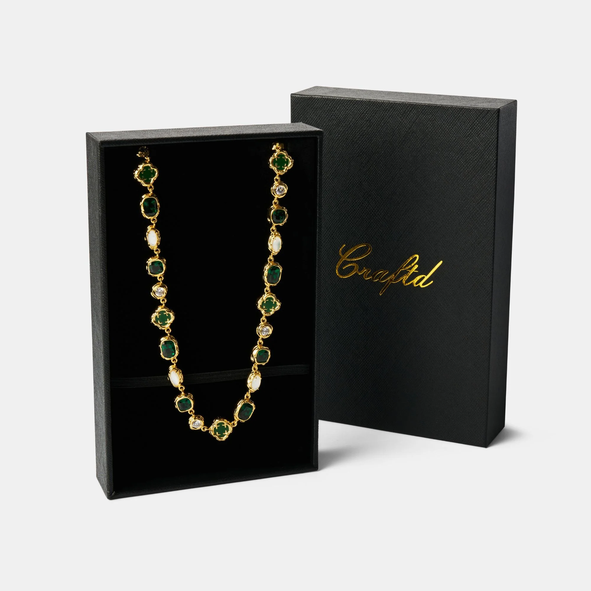 Melted Emerald Gemstone Necklace (Gold) - Image 4