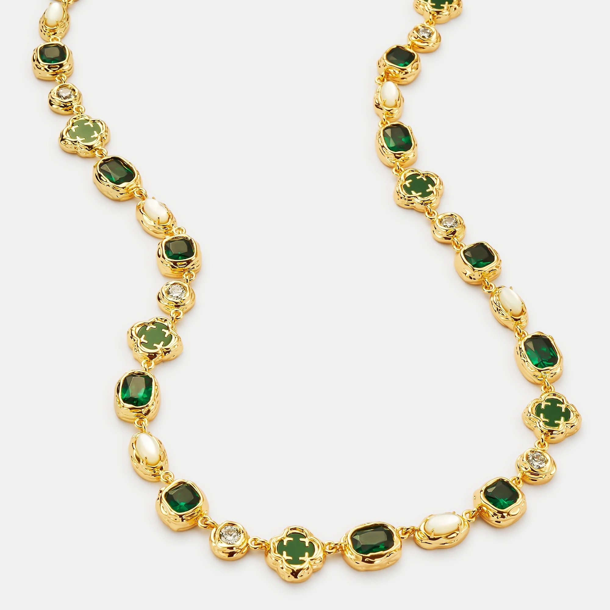 Melted Emerald Gemstone Necklace (Gold) - Image 8