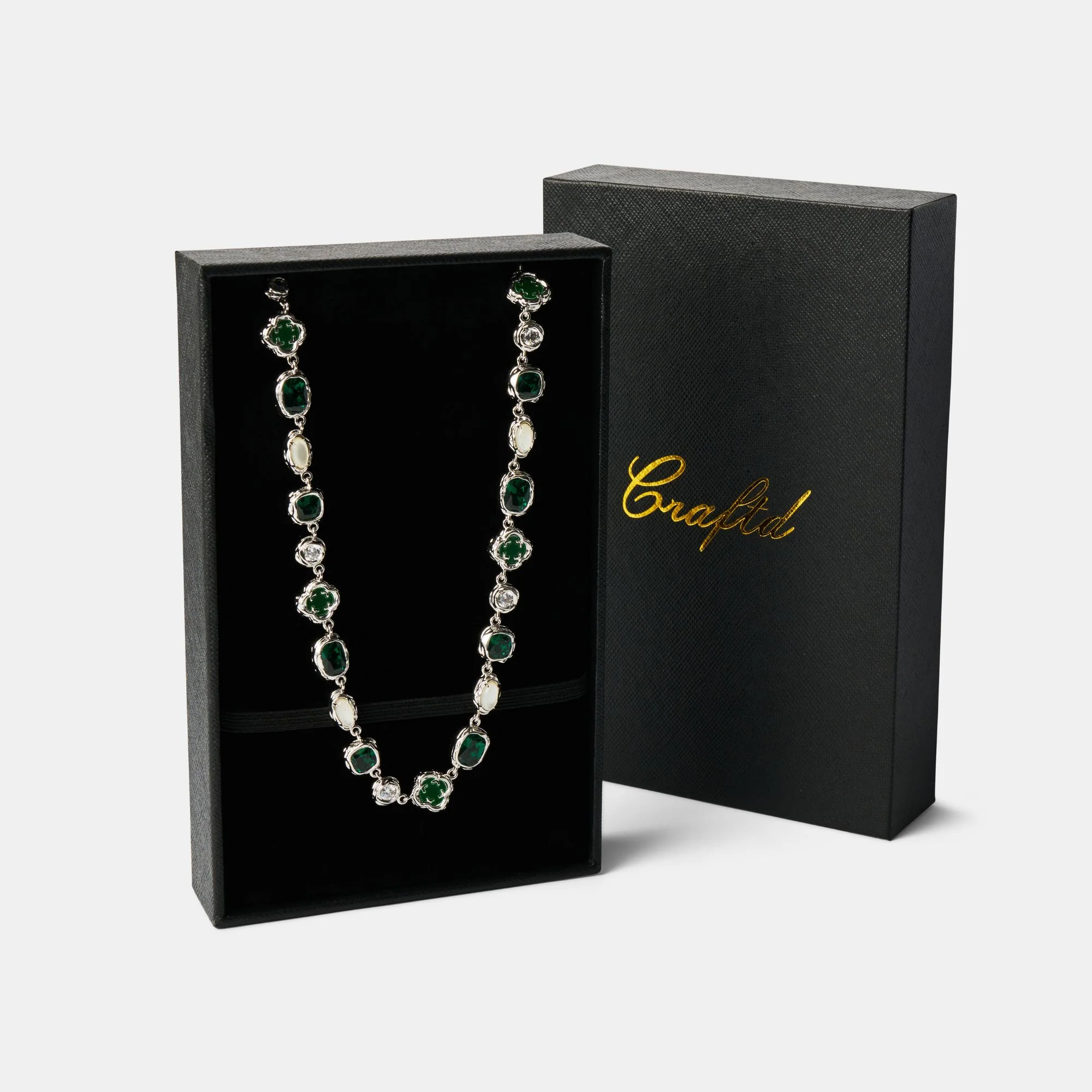 Melted Emerald Gemstone Necklace (Silver) - Image 4