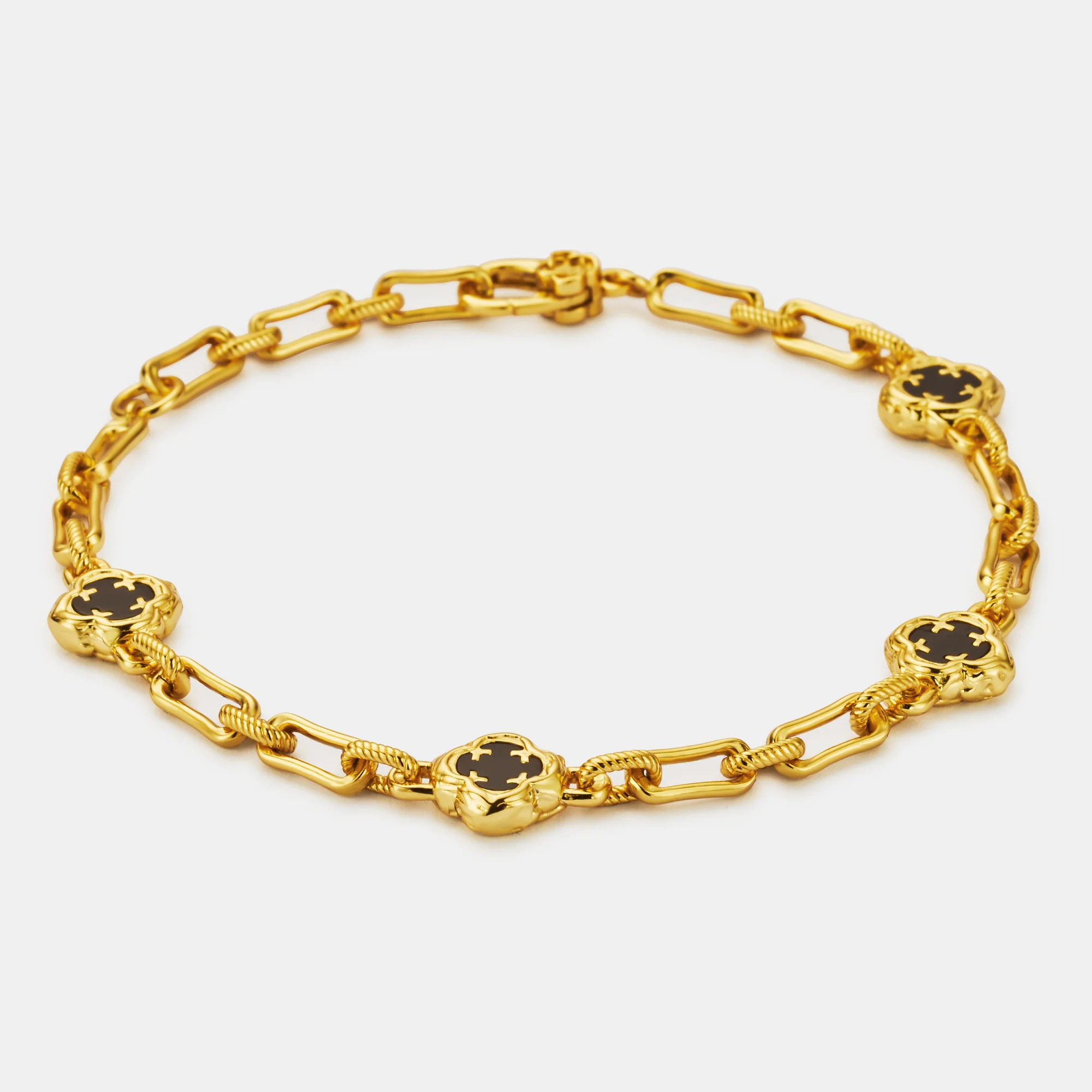 Melted Onyx Clover Stone Bracelet (18ct Gold) | Sterling Silver - Image 5