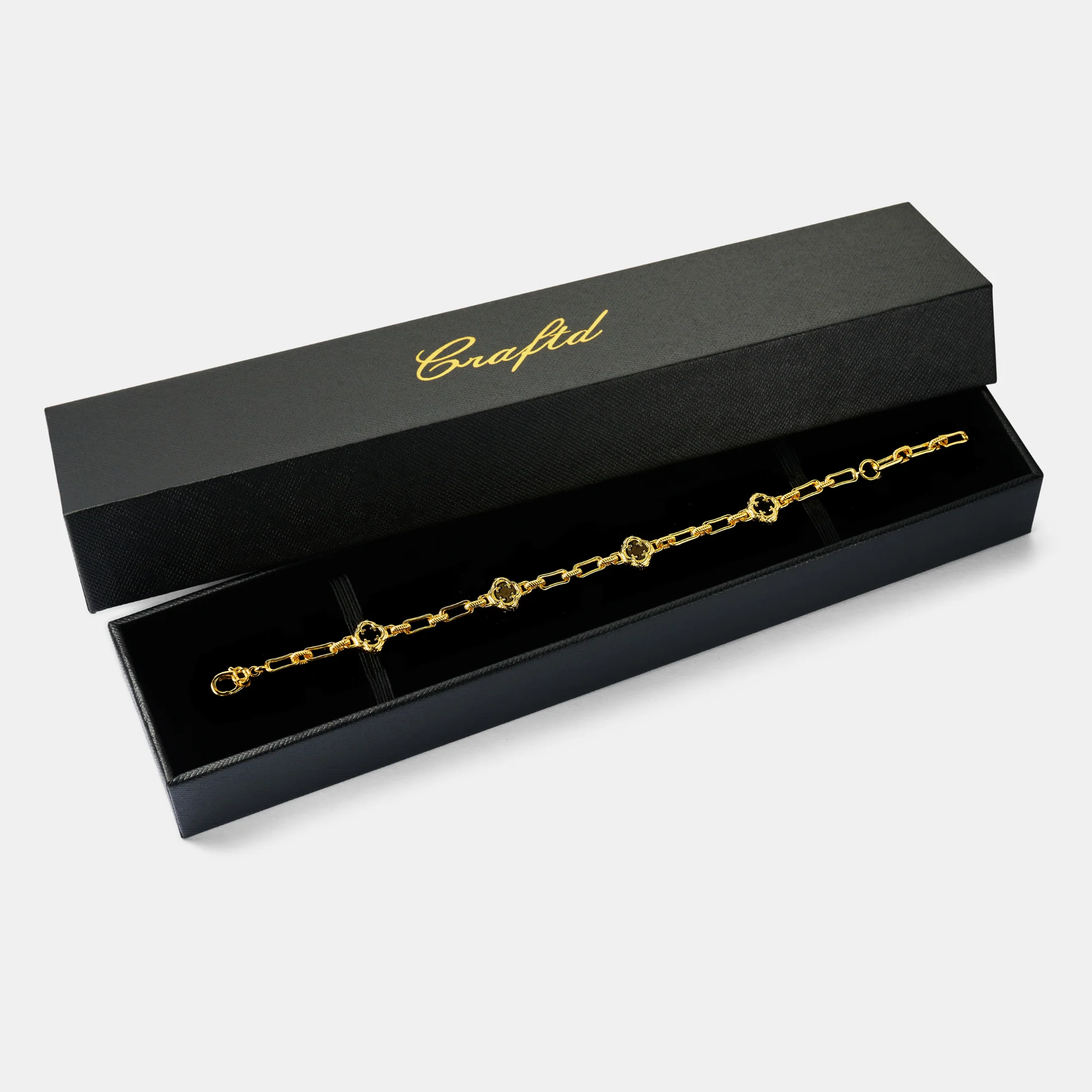 Melted Onyx Clover Stone Bracelet (18ct Gold) | Sterling Silver - Image 7