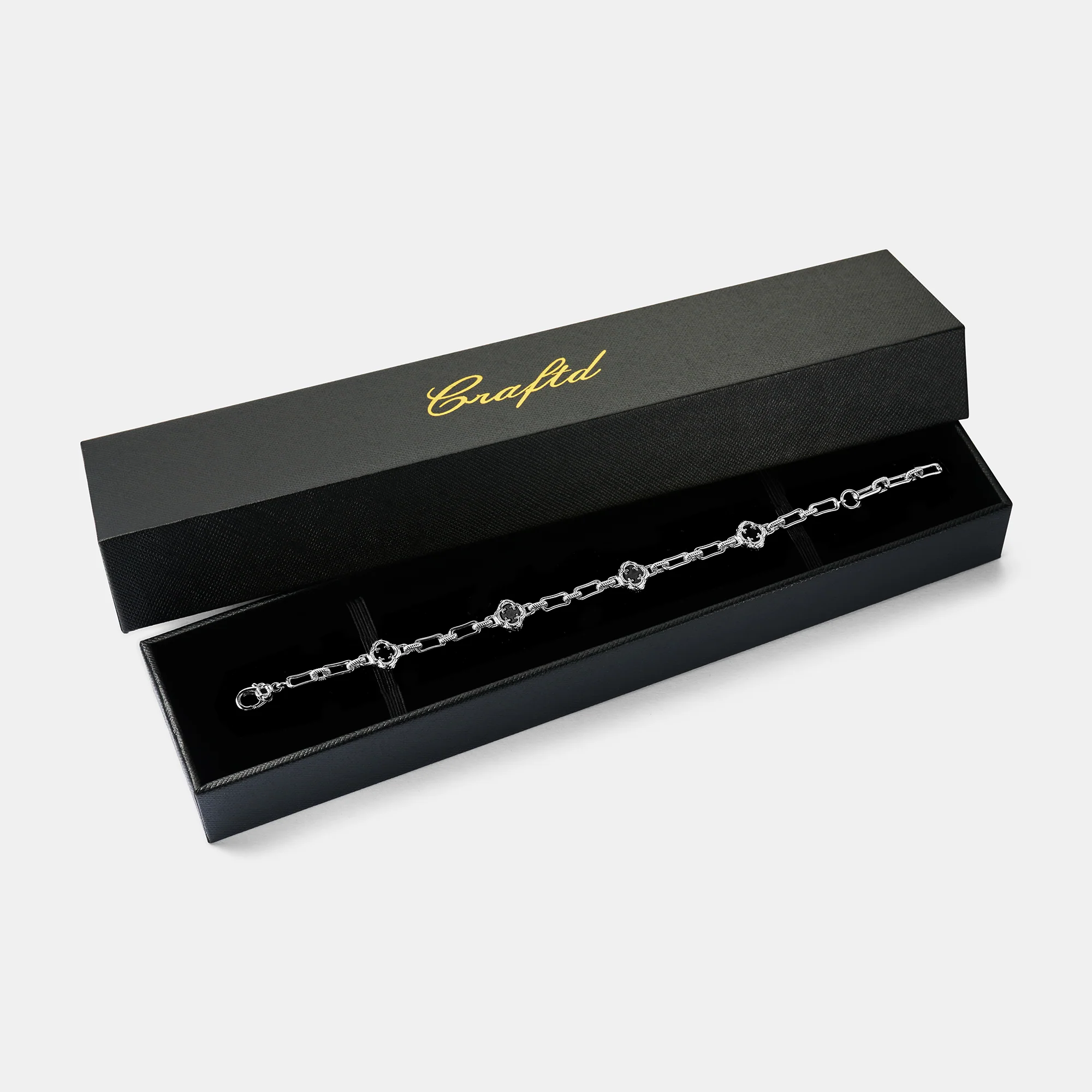 Melted Onyx Clover Stone Bracelet (Silver) | Sterling Silver - Image 5