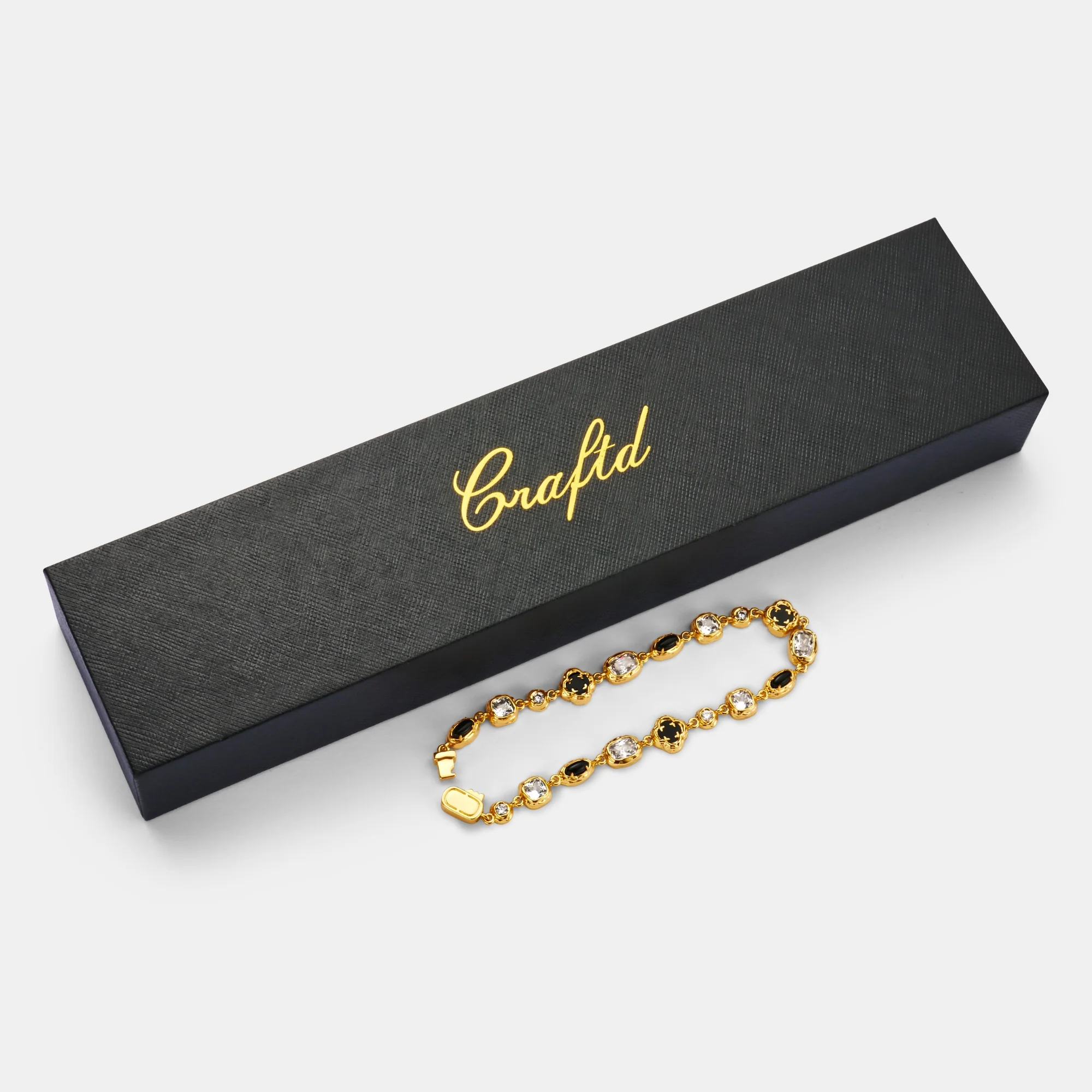 Melted Onyx Gemstone Bracelet (Gold) - Image 4