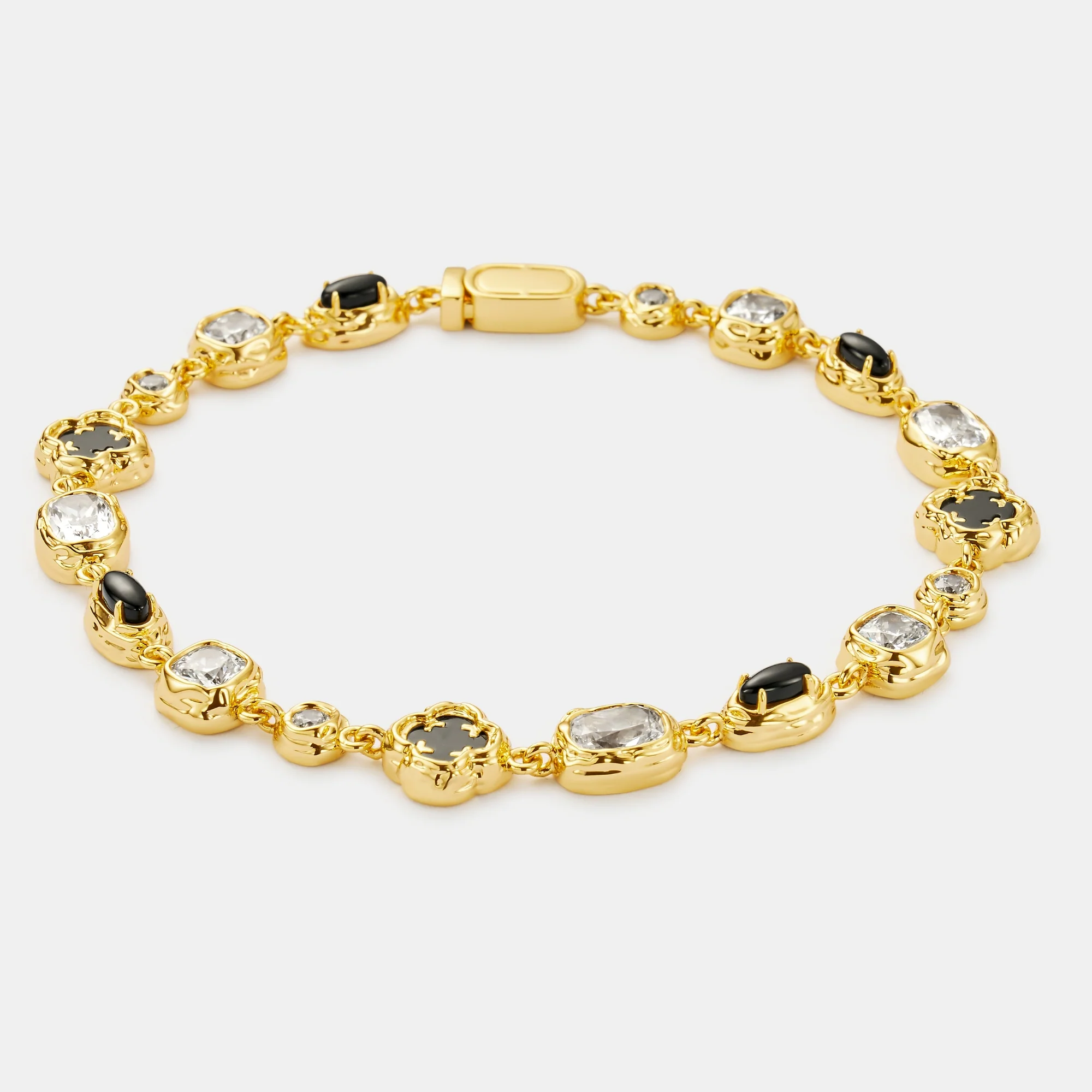 Melted Onyx Gemstone Bracelet (Gold) - Image 8