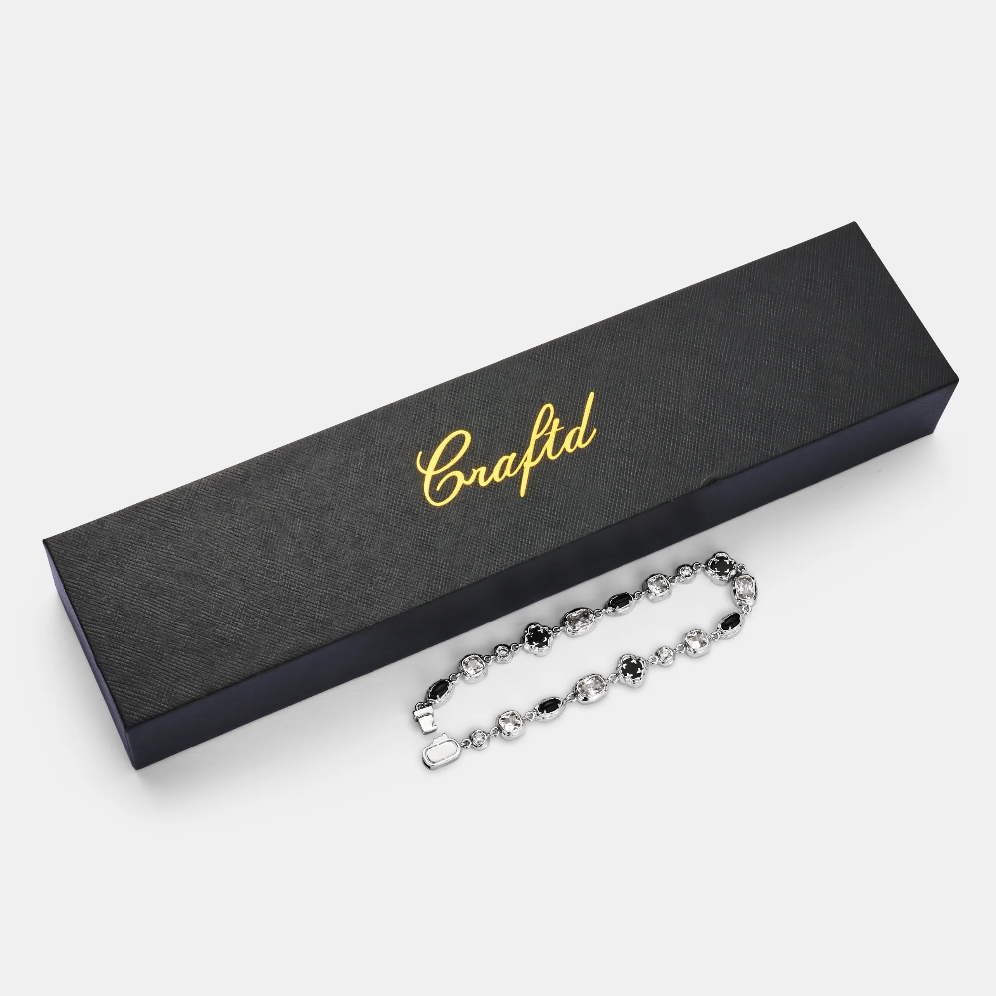 Melted Onyx Gemstone Bracelet (Silver) - Image 4