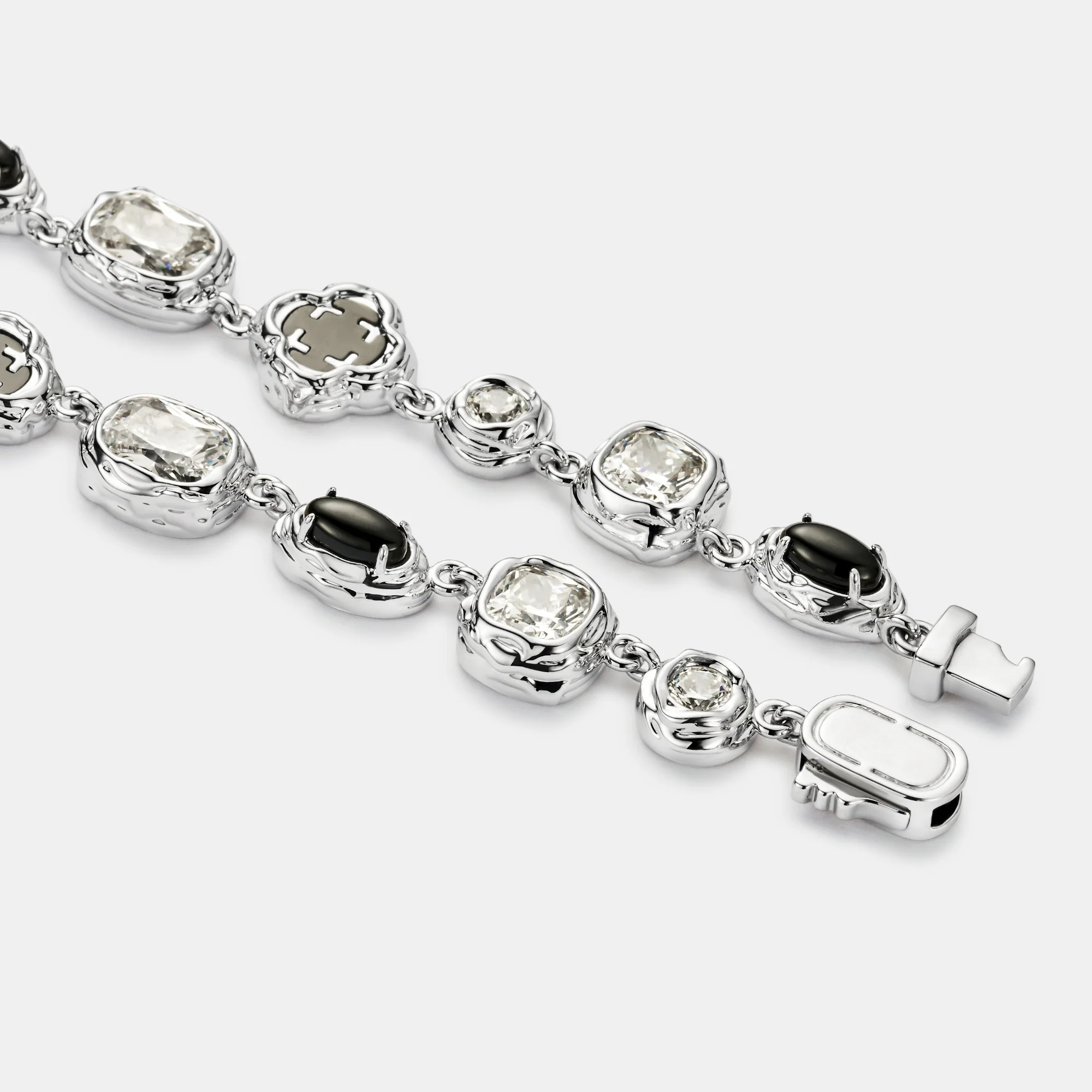 Melted Onyx Gemstone Necklace (Silver) - Image 5