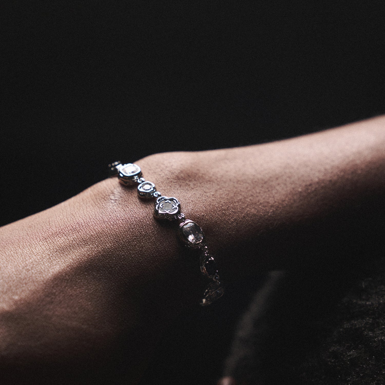 Melted Onyx Gemstone Bracelet (Silver) - Image 6