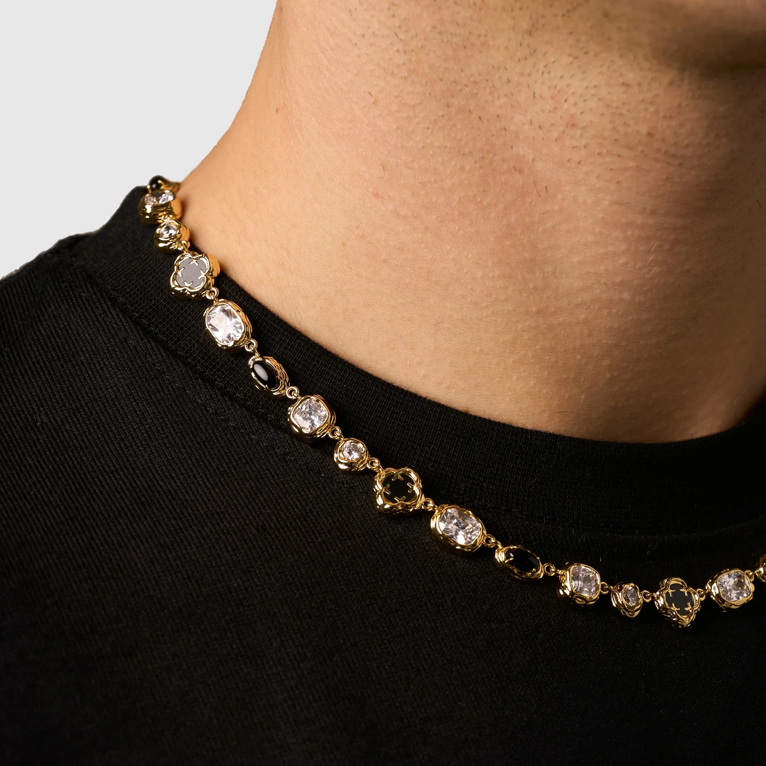 Melted Onyx Gemstone Necklace (Gold) - Image 3