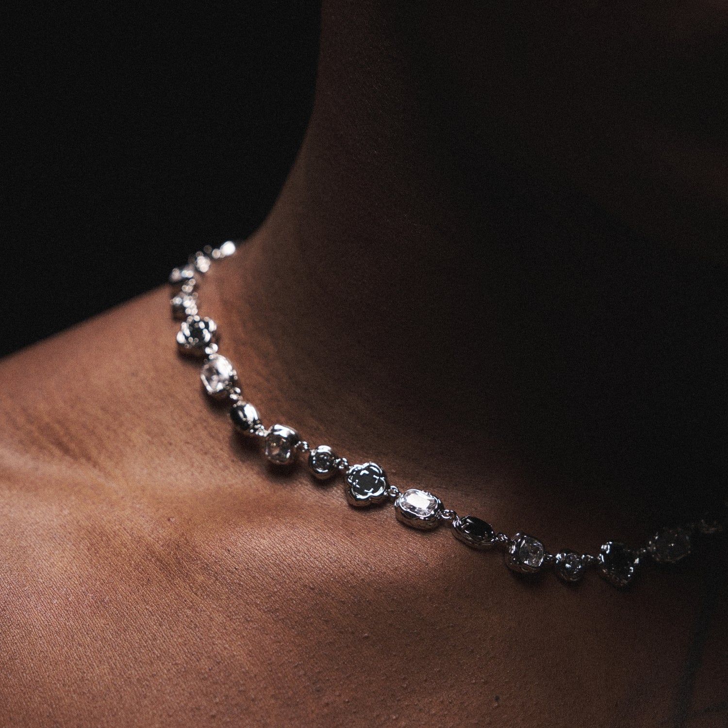 Melted Onyx Gemstone Necklace (Silver) - Image 6