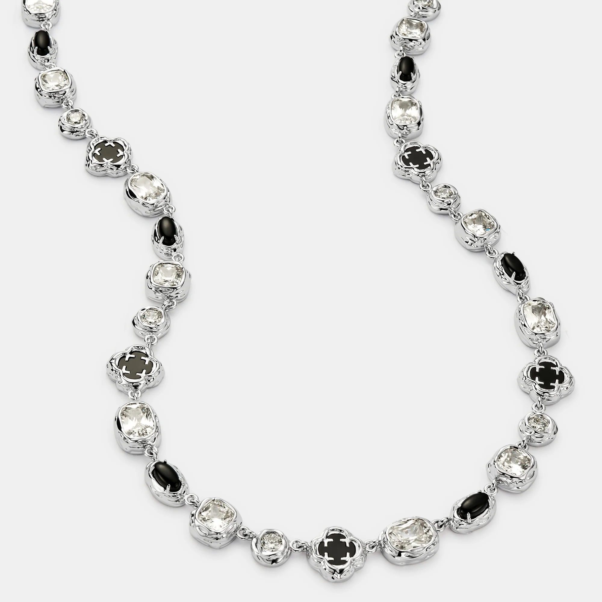 Melted Onyx Gemstone Necklace (Silver) - Image 8