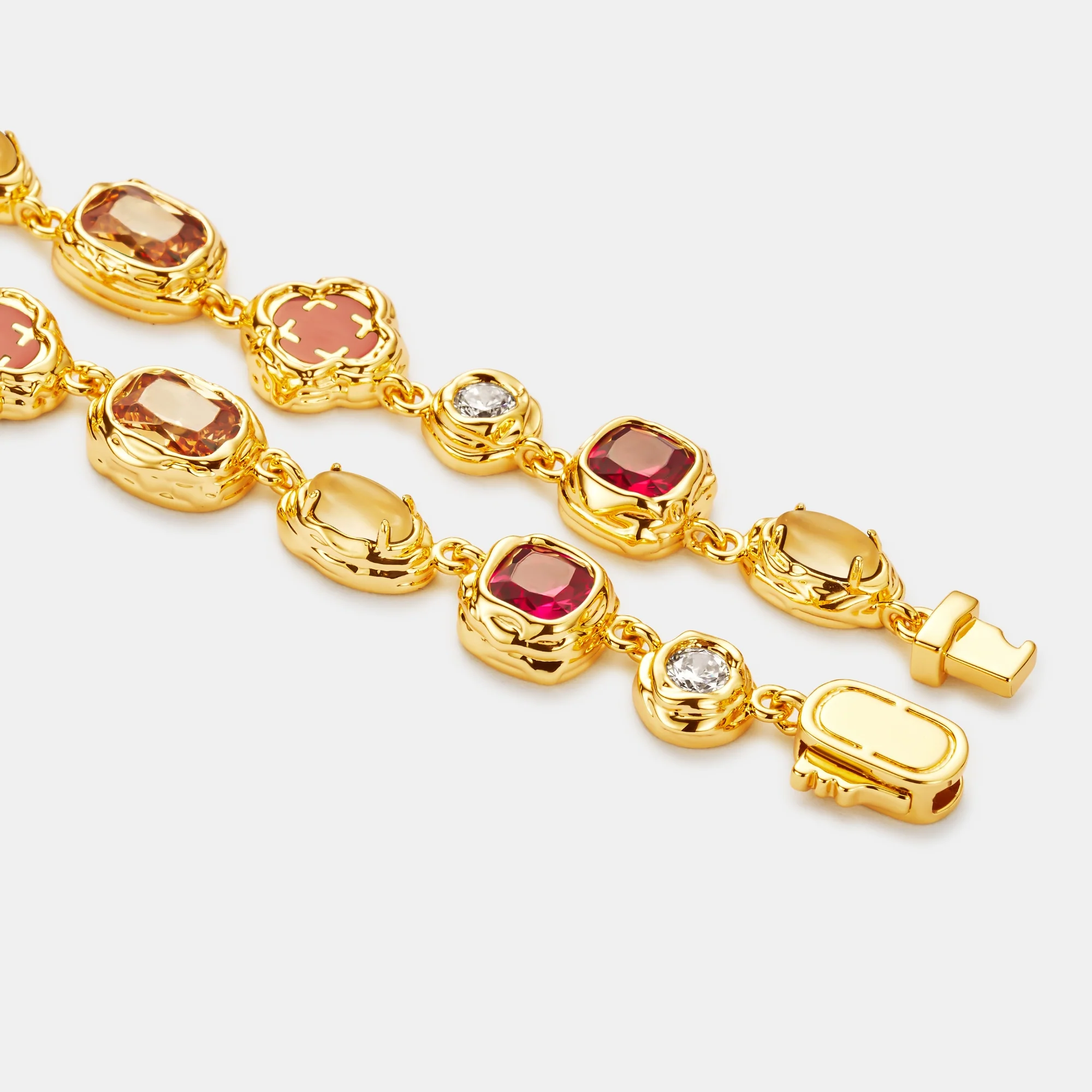 Melted Ruby Gemstone Bracelet (Gold) - Image 5