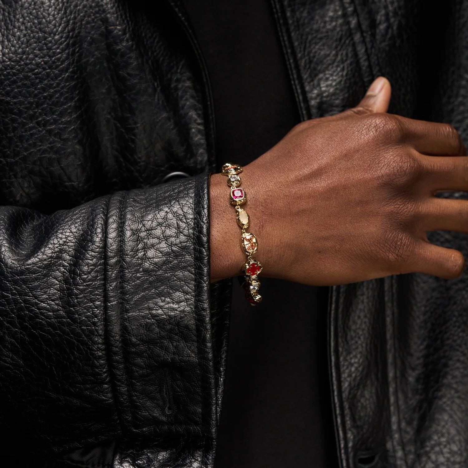 Melted Ruby Gemstone Bracelet (Gold) - Image 6