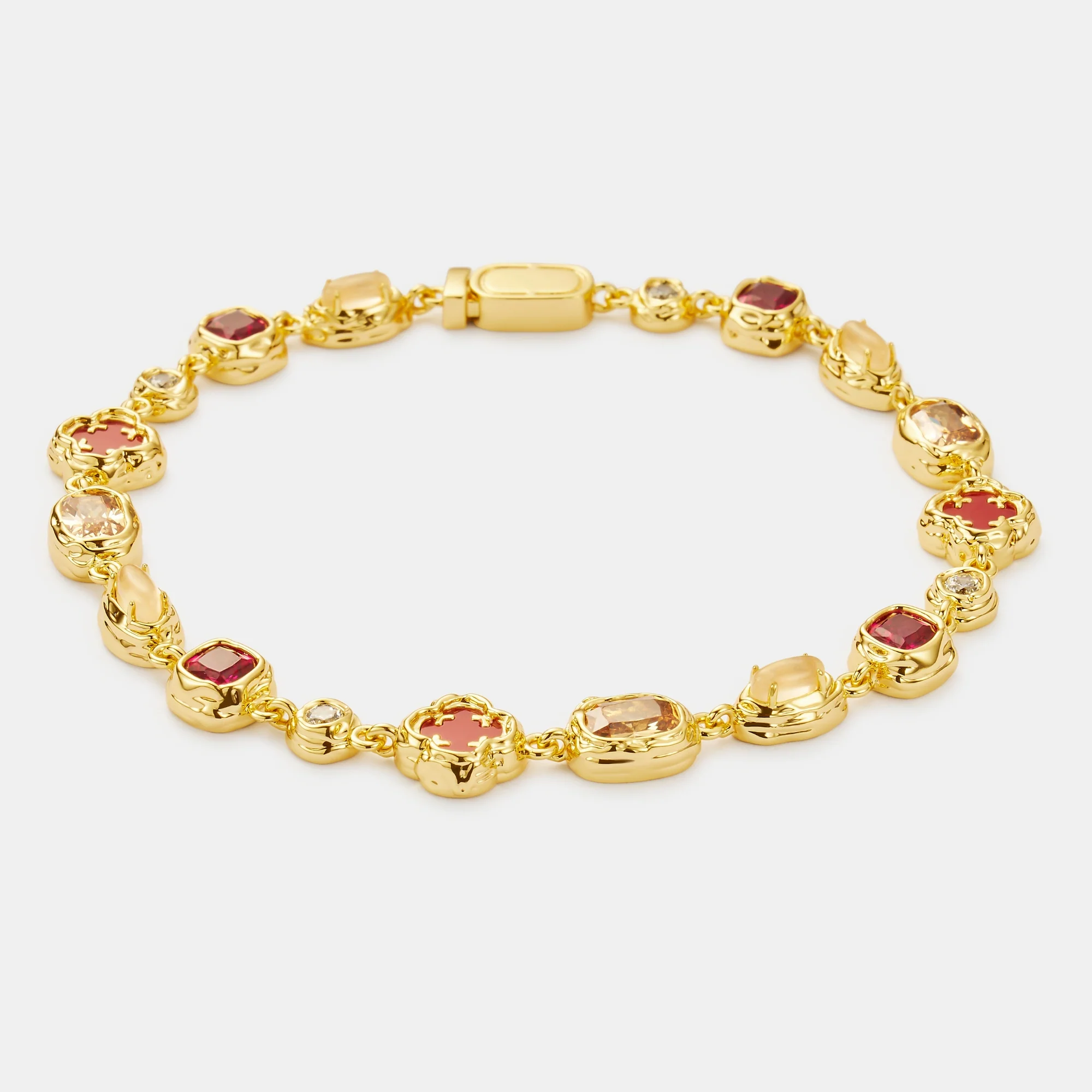Melted Ruby Gemstone Bracelet (Gold) - Image 8