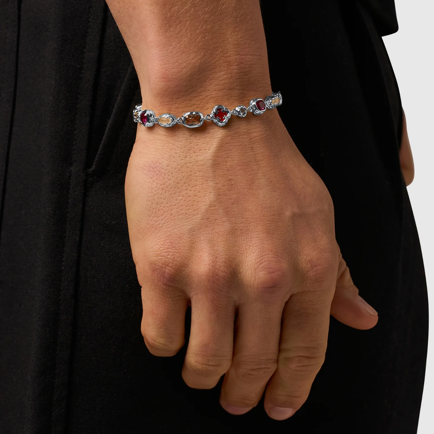 Melted Ruby Gemstone Bracelet (Silver) - Image 2