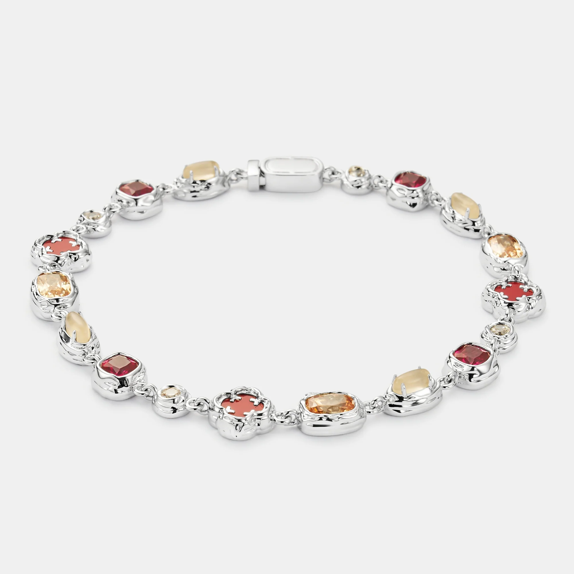 Melted Ruby Gemstone Bracelet (Silver) - Image 8