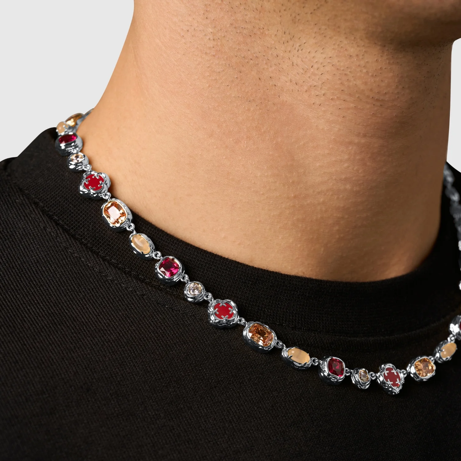 Melted Ruby Gemstone Necklace (Silver) - Image 3