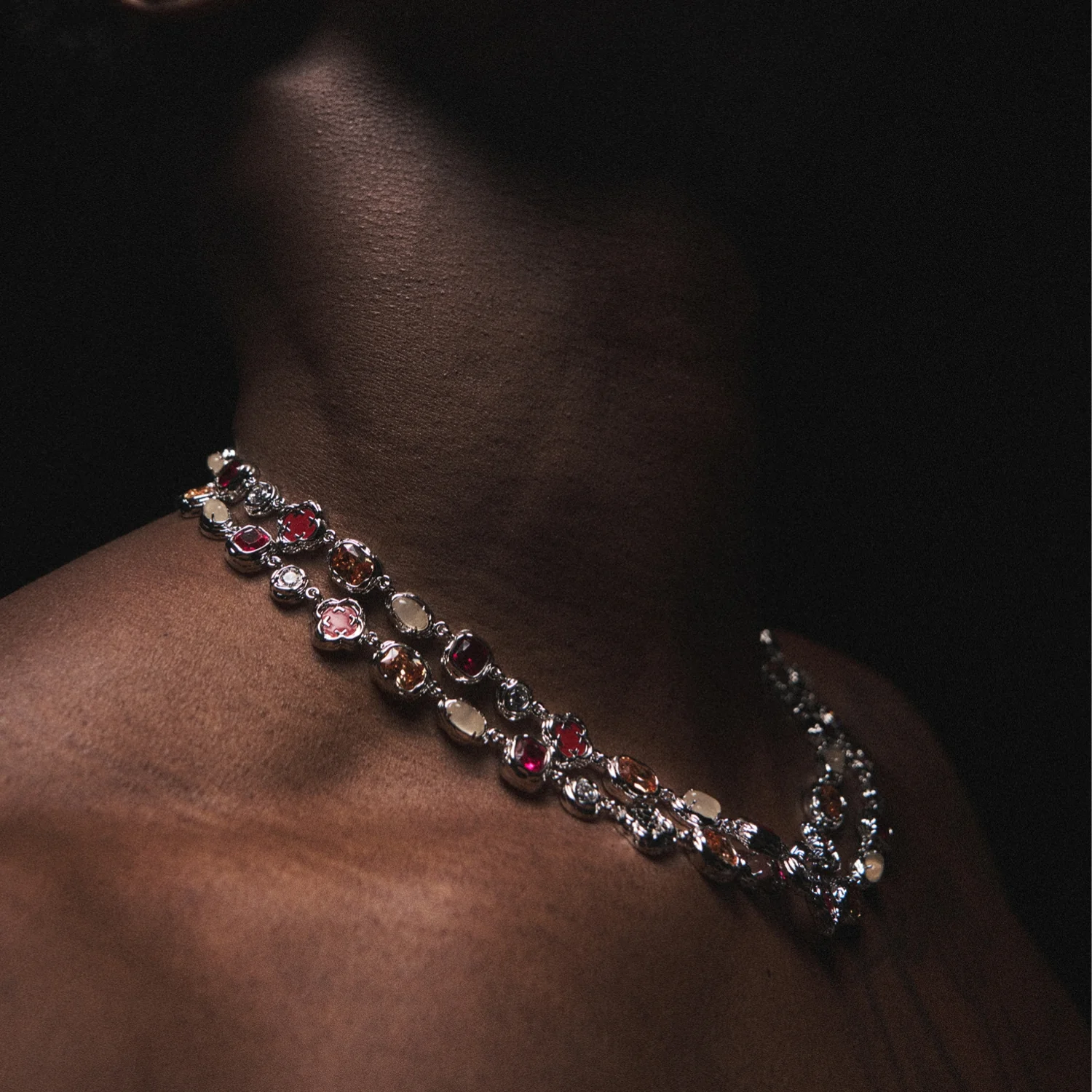Melted Ruby Gemstone Necklace (Silver) - Image 7
