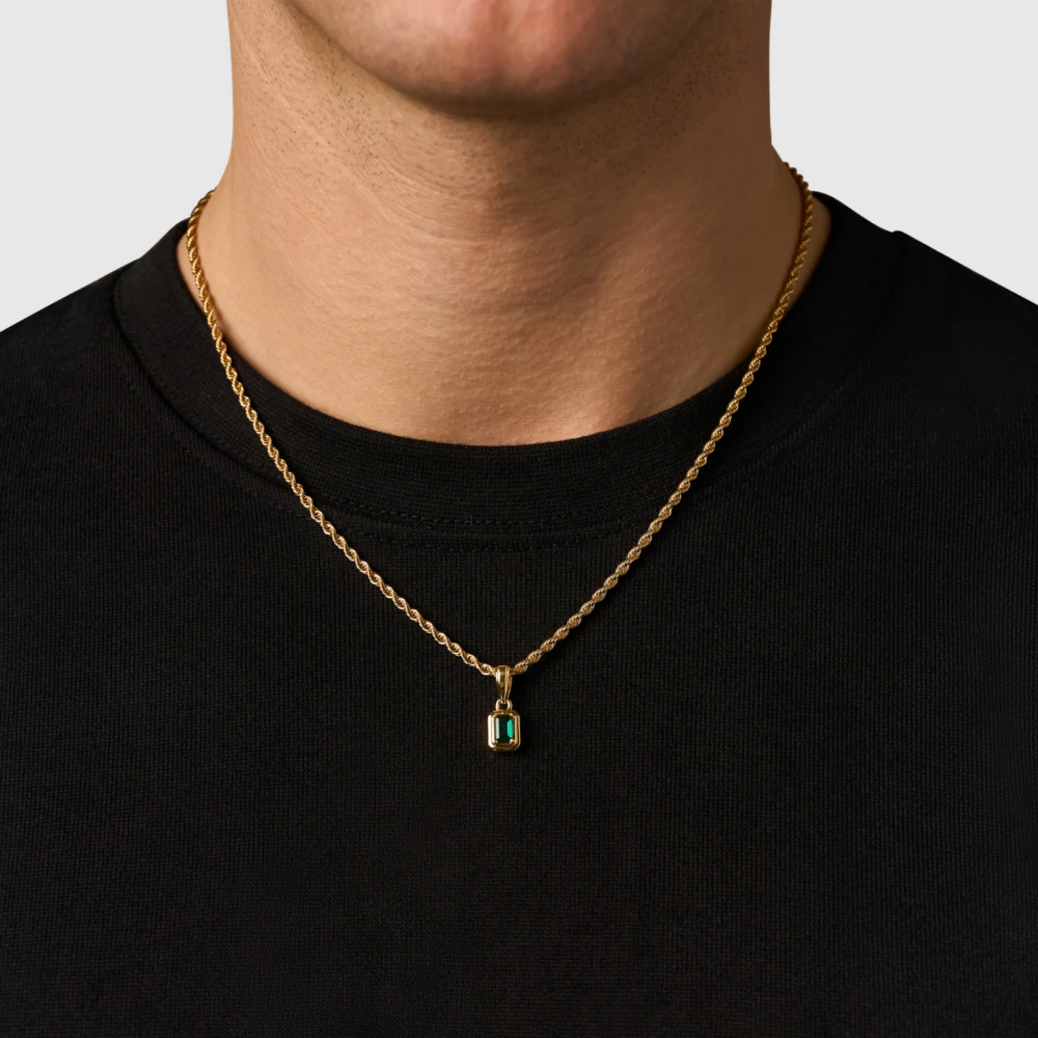 Mini Emerald Stone Rectangle (Gold) - Image 2