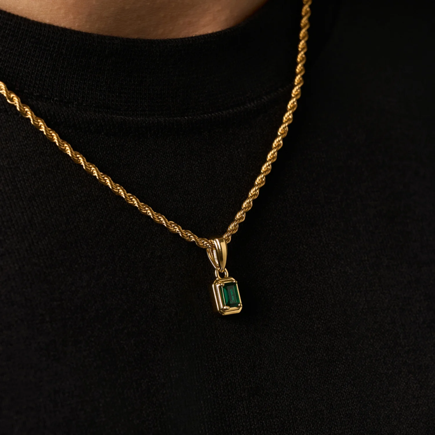 Mini Emerald Stone Rectangle (Gold) - Image 4