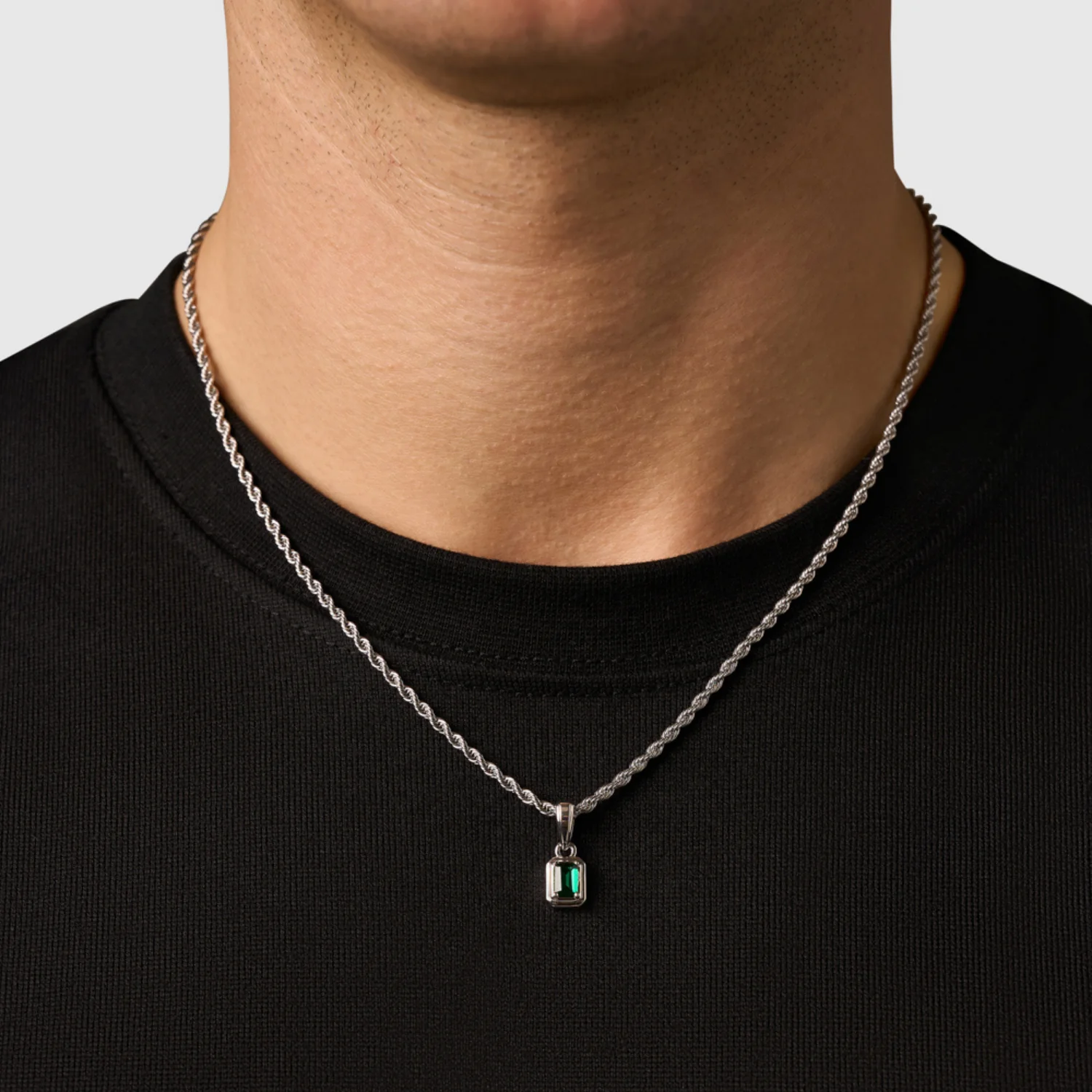 Mini Emerald Stone Rectangle (Silver) - Image 2