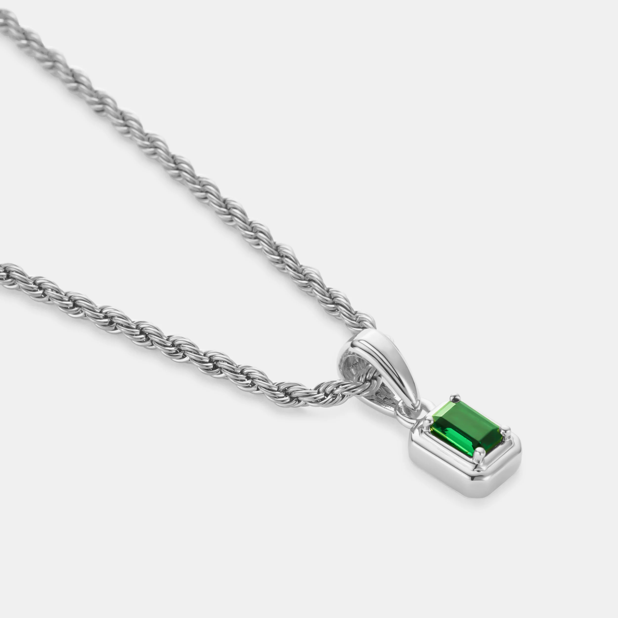 Mini Emerald Stone Rectangle (Silver) - Image 3